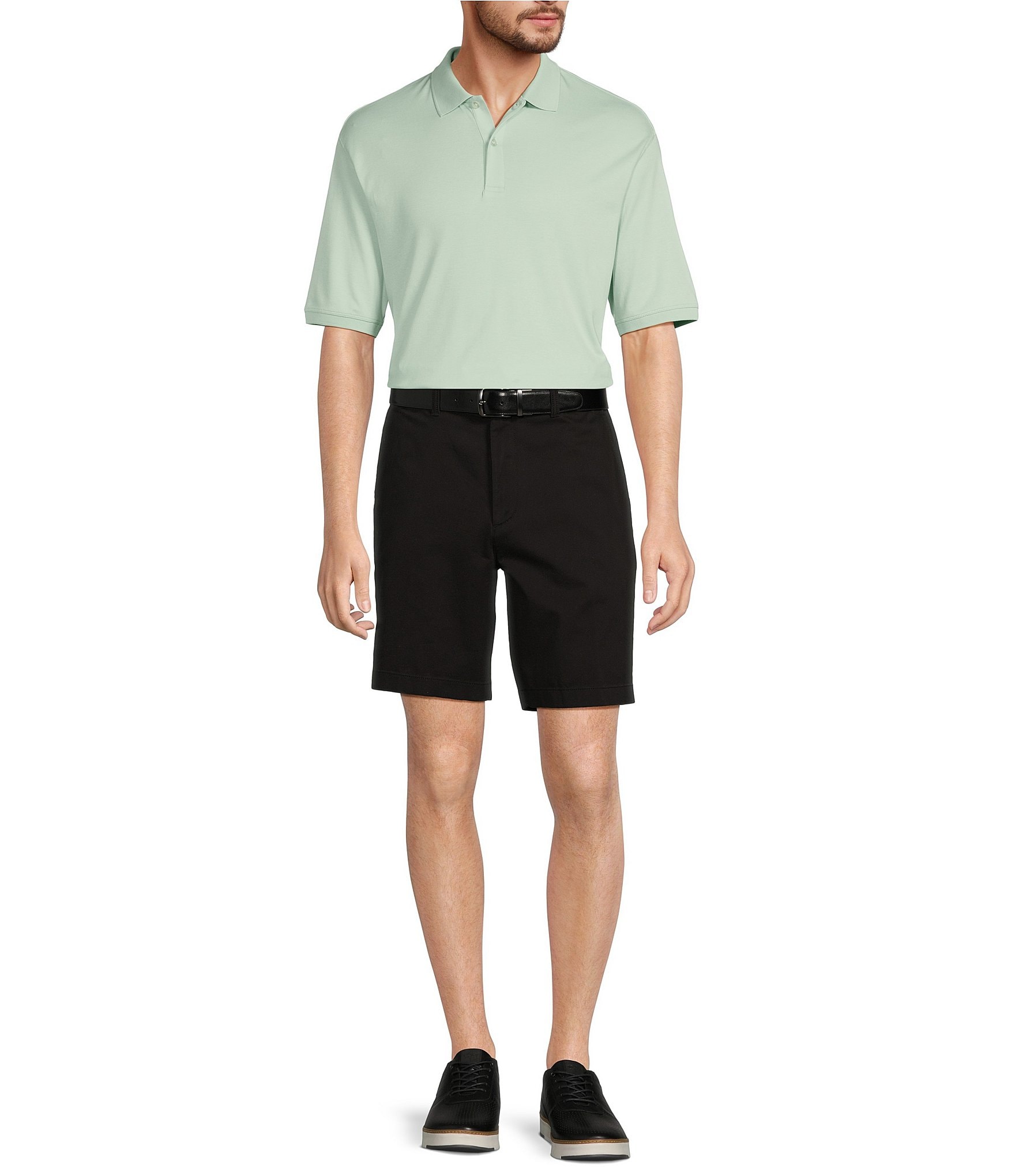 Roundtree & Yorke Casuals Straight Fit Flat Front 8#double; Inseam Chino Shorts