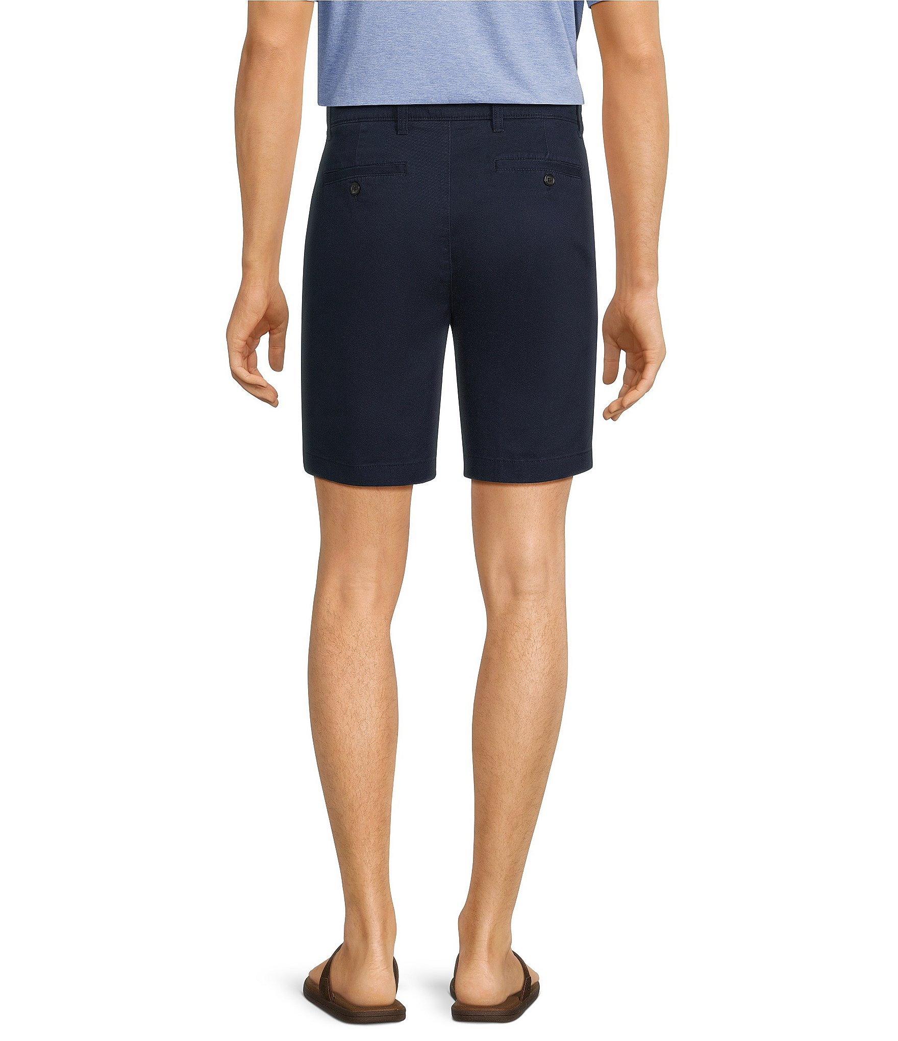 Roundtree & Yorke Casuals Straight Fit Flat Front 8#double; Inseam Chino Shorts