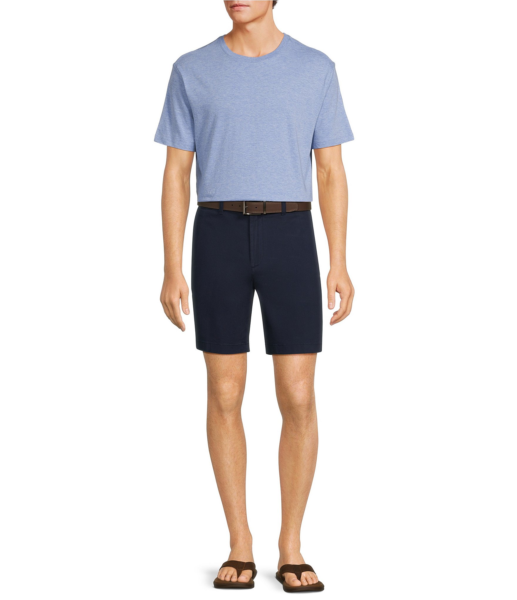 Roundtree & Yorke Casuals Straight Fit Flat Front 8#double; Inseam Chino Shorts