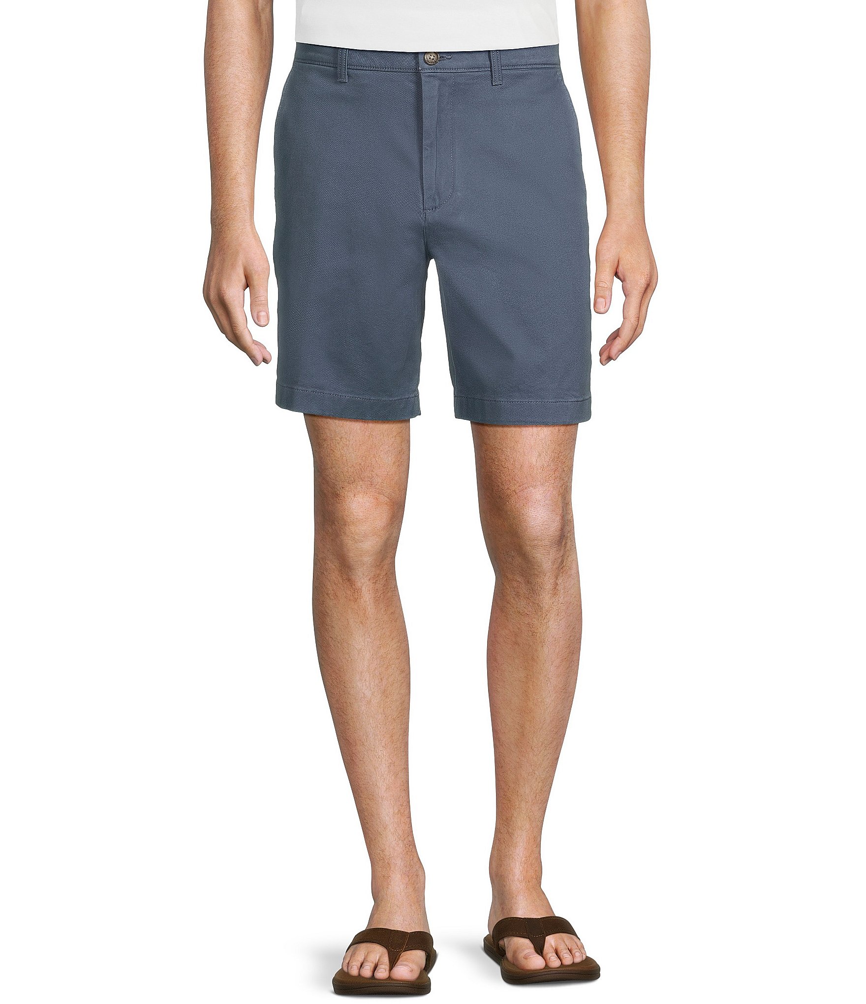 Roundtree & Yorke Casuals Straight Fit Flat Front 8#double; Inseam Chino Shorts