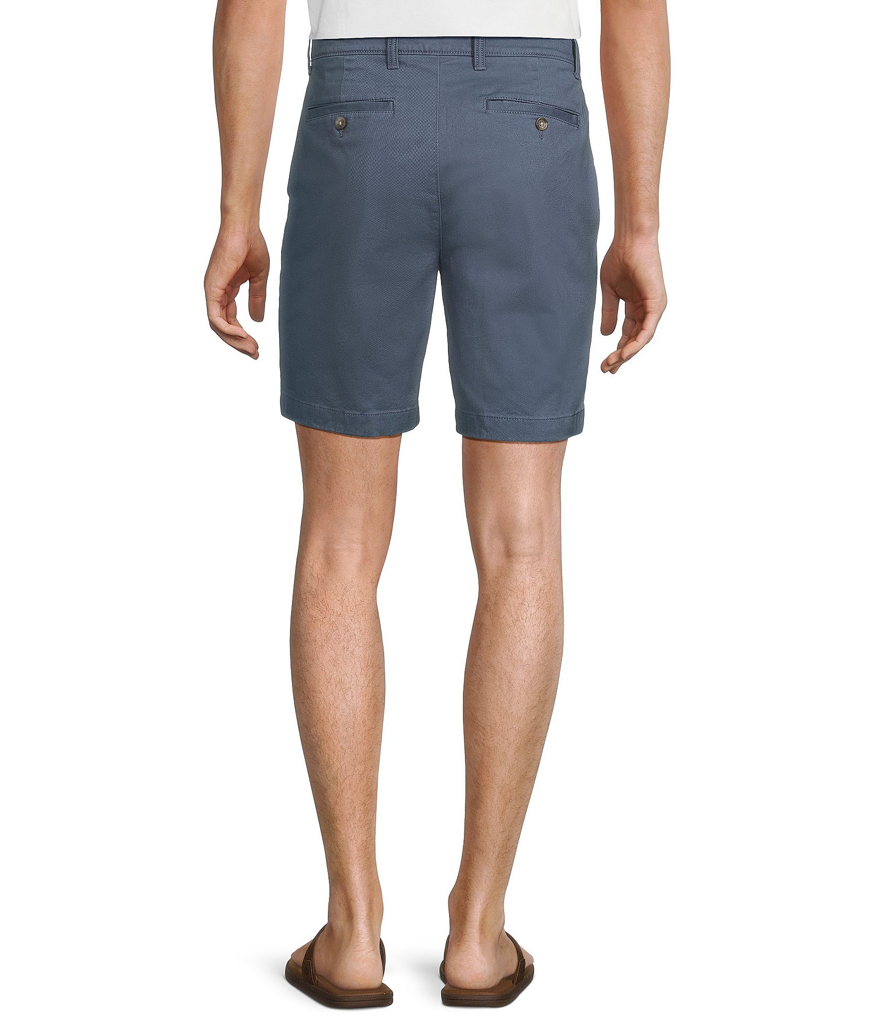 Roundtree & Yorke Casuals Straight Fit Flat Front 8#double; Inseam Chino Shorts