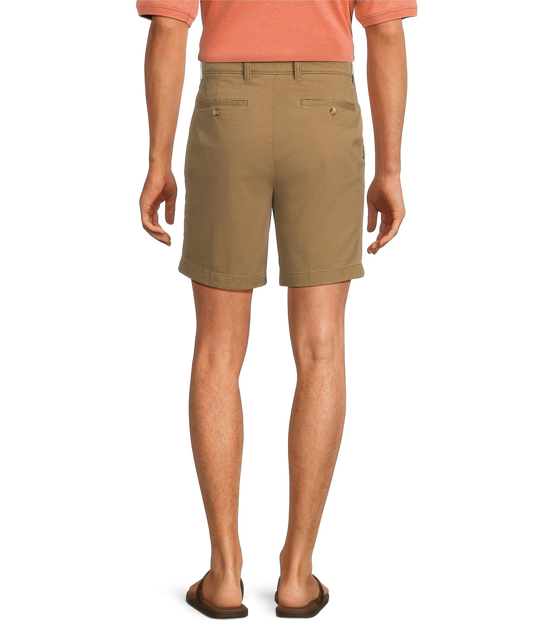 Roundtree & Yorke Casuals Straight Fit Flat Front 8#double; Inseam Chino Shorts