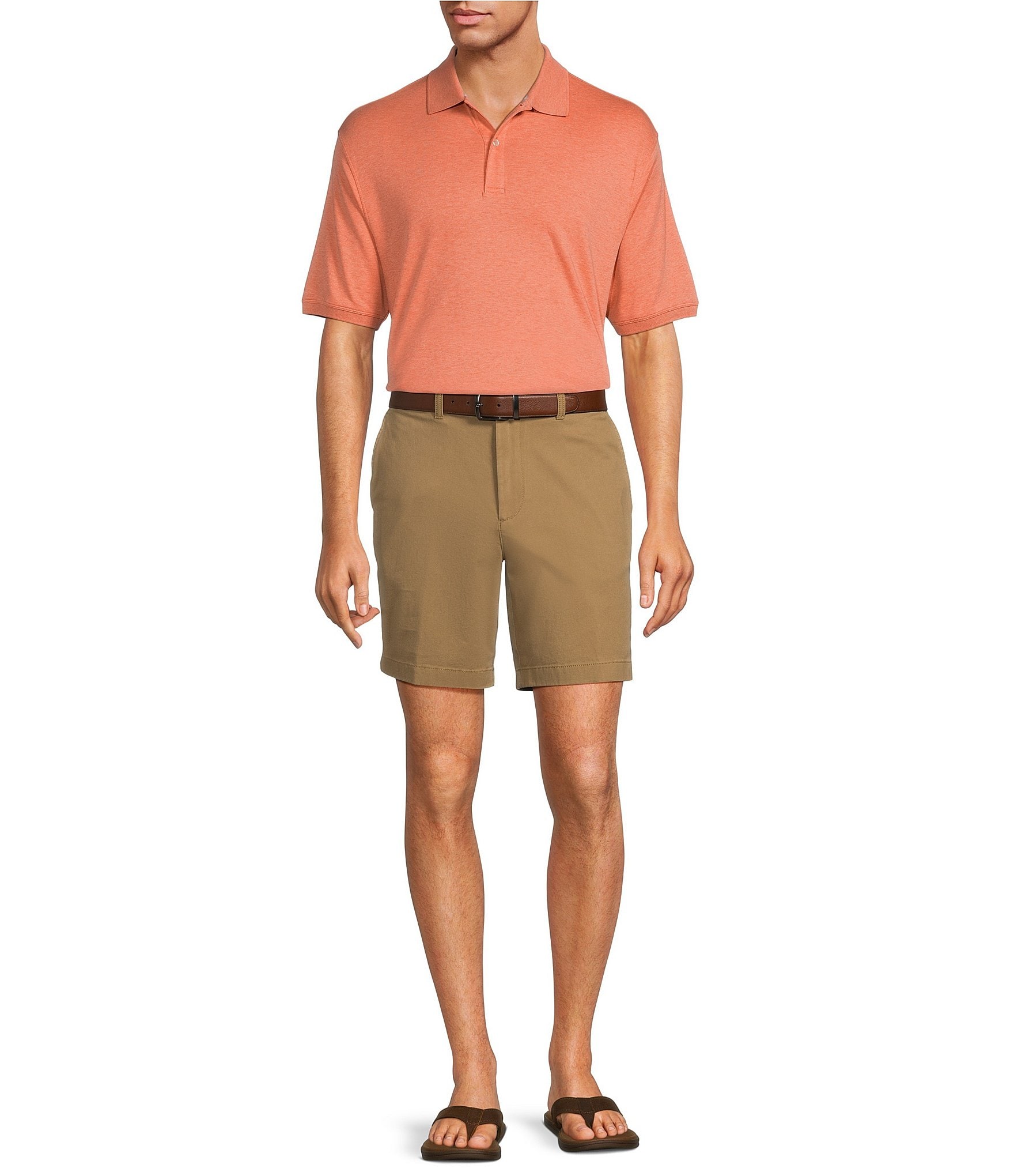 Roundtree & Yorke Casuals Straight Fit Flat Front 8#double; Inseam Chino Shorts