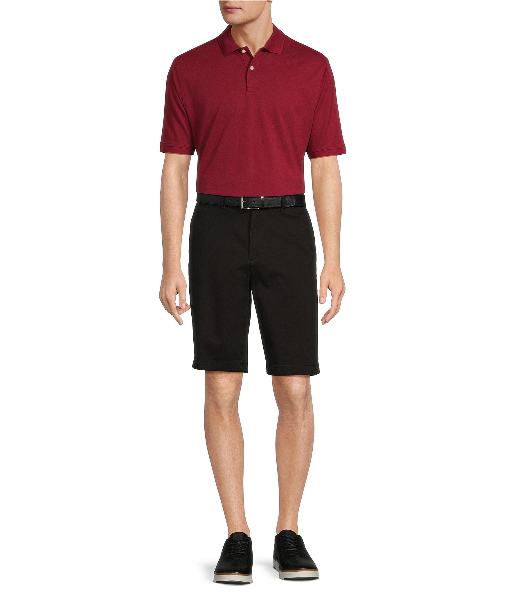 Roundtree & Yorke Casuals Classic Fit Flat Front Washed 11#double; Chino Shorts