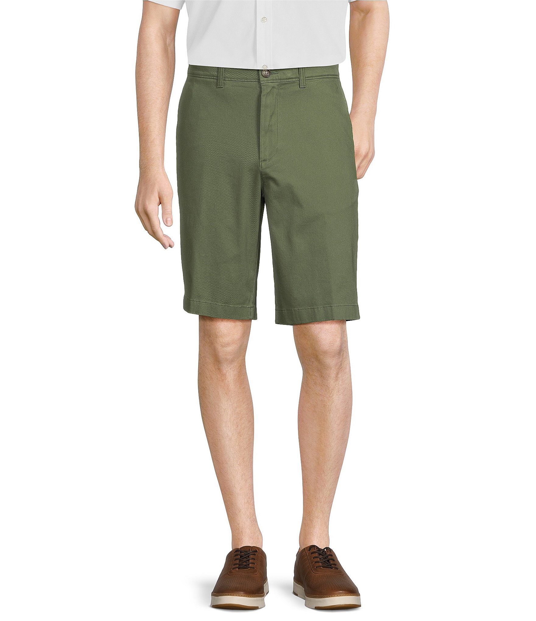 Roundtree & Yorke Casuals Classic Fit Flat Front Washed 11#double; Chino Shorts