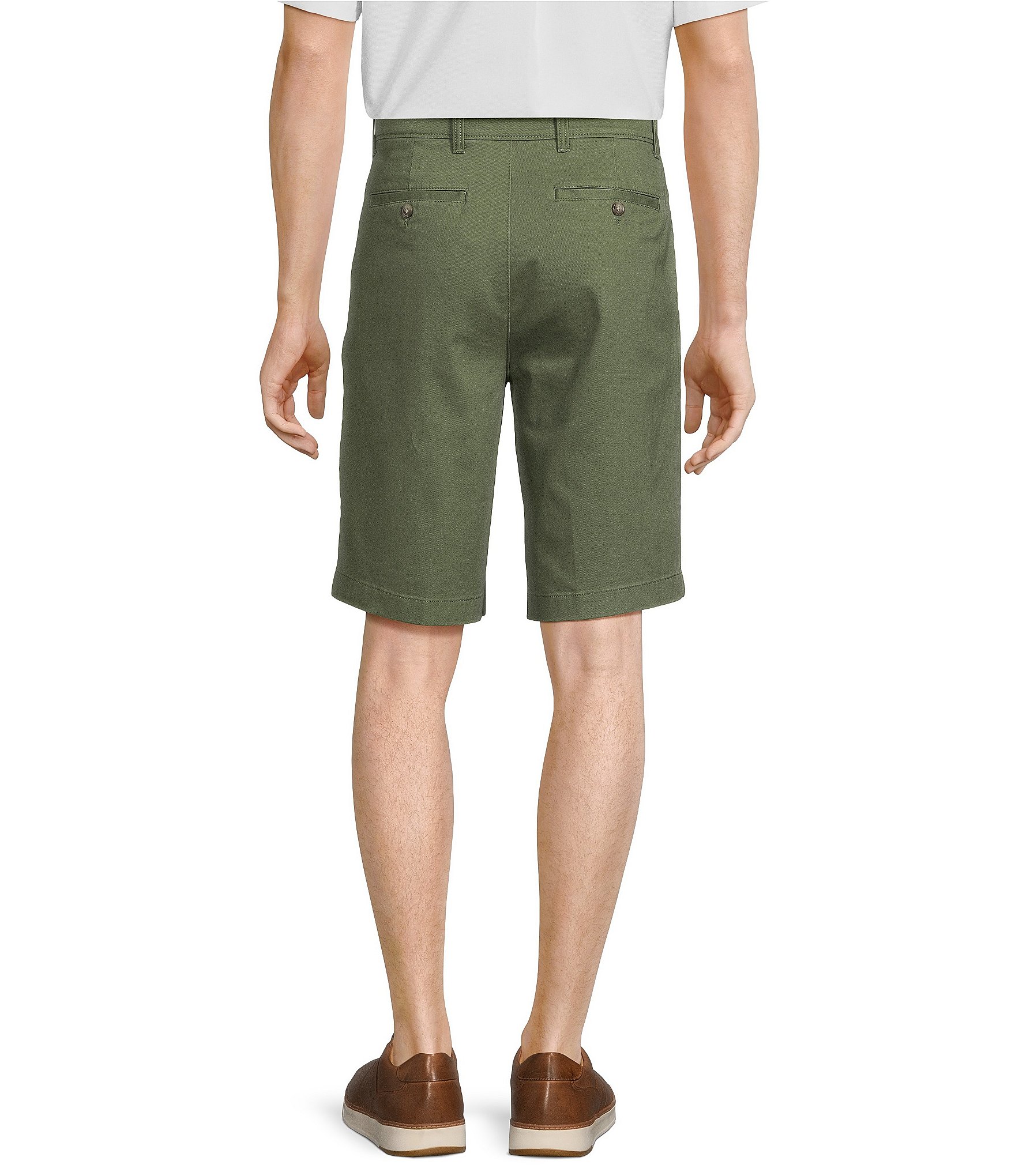 Roundtree & Yorke Casuals Classic Fit Flat Front Washed 11#double; Chino Shorts