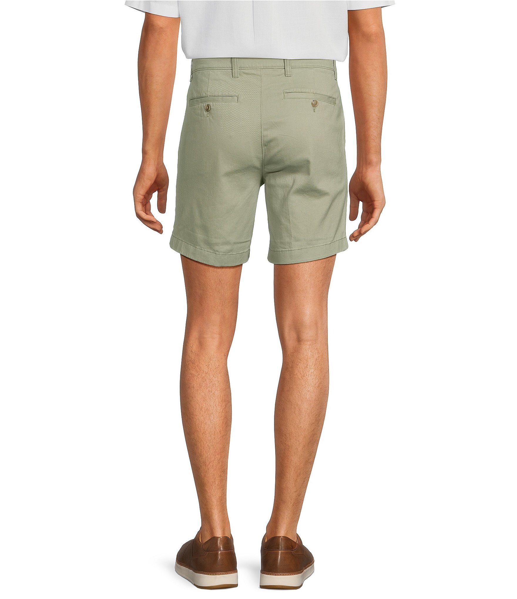 Roundtree & Yorke Casuals Straight Fit Flat Front Washed 7#double; Chino Shorts