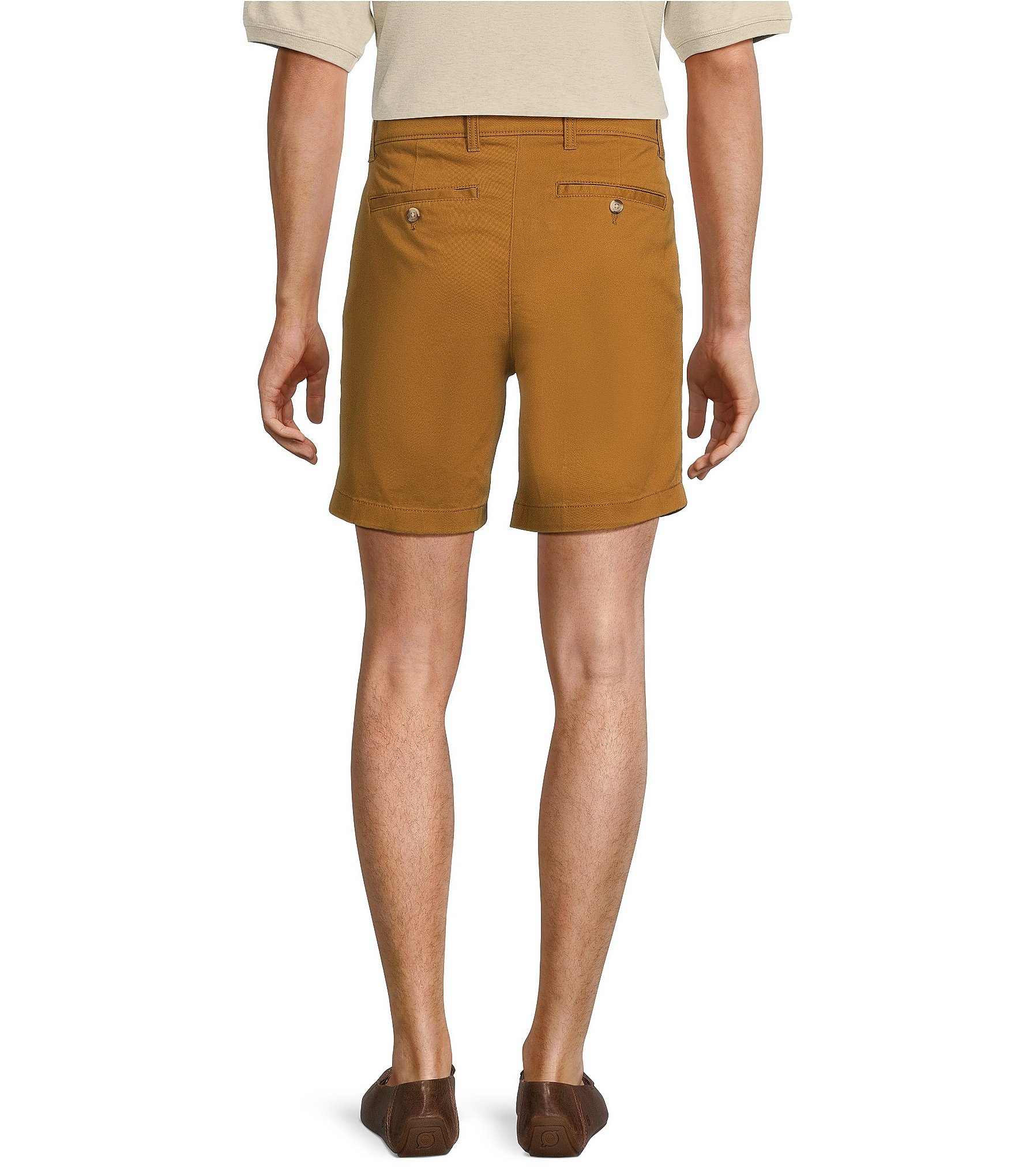 Roundtree & Yorke Casuals Straight Fit Flat Front Washed 7#double; Chino Shorts