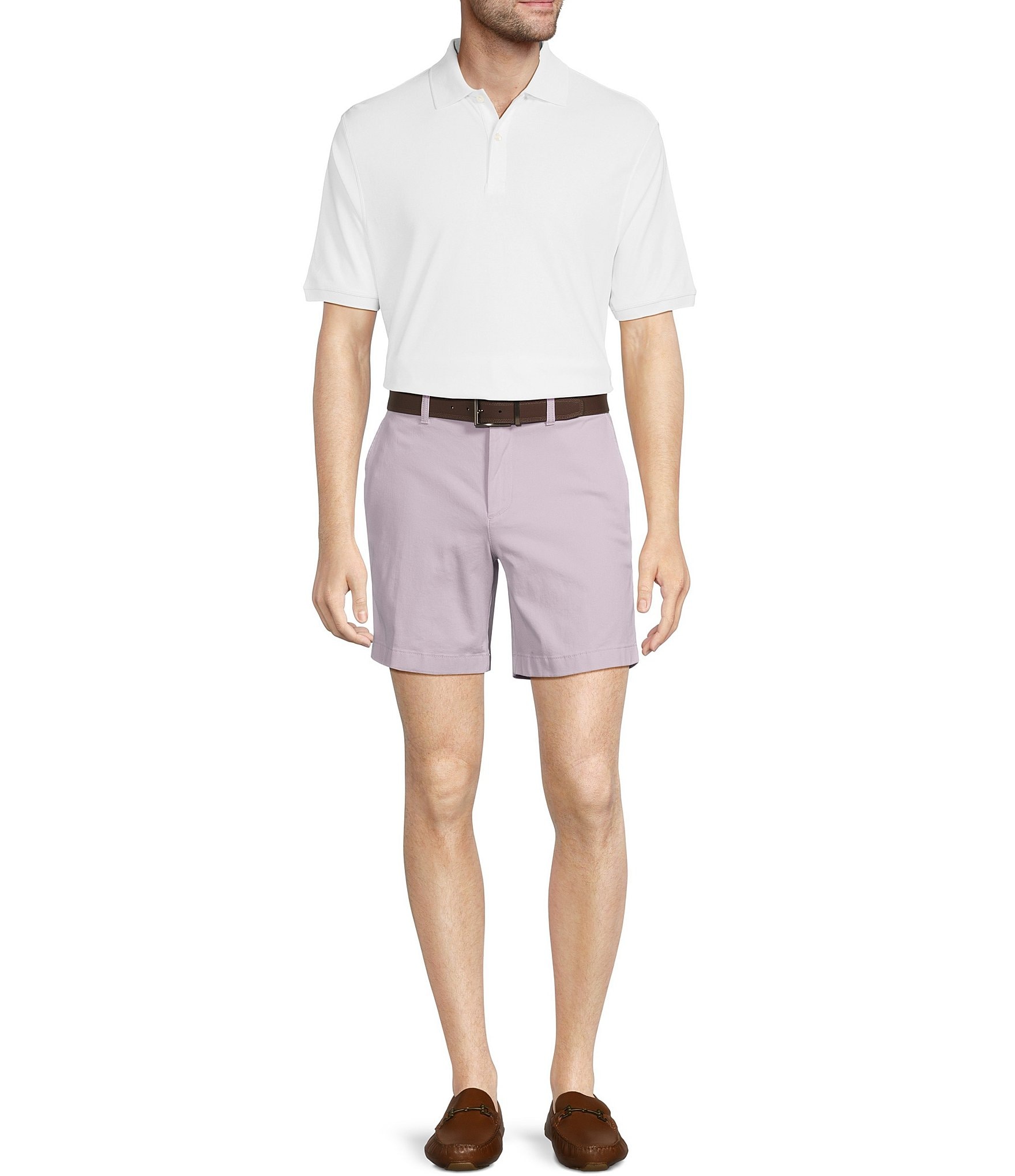 Roundtree & Yorke Casuals Straight Fit Flat Front Washed 7#double; Chino Shorts