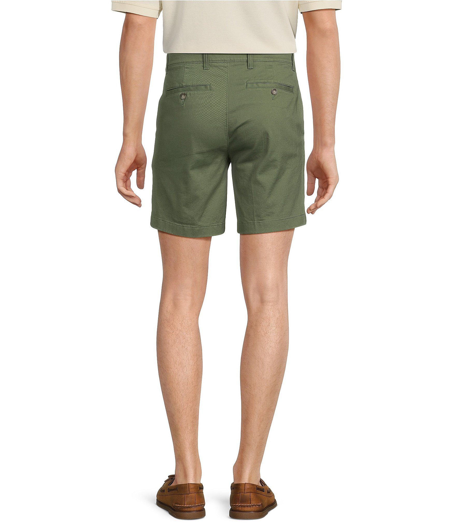 Roundtree & Yorke Casuals Straight Fit Flat Front Washed 7#double; Chino Shorts