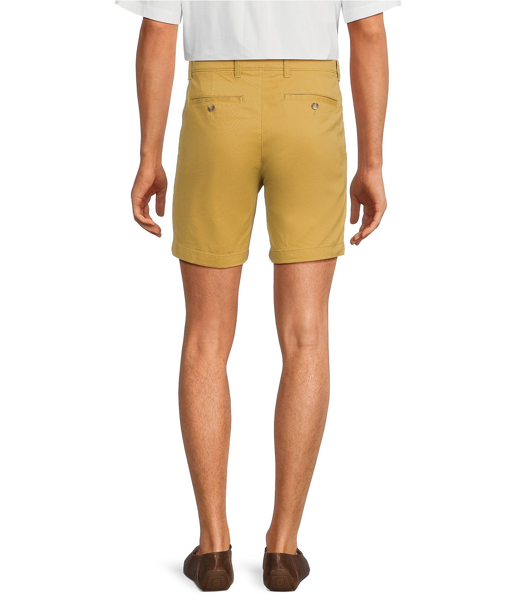 Roundtree & Yorke Casuals Straight Fit Flat Front Washed 7#double; Chino Shorts