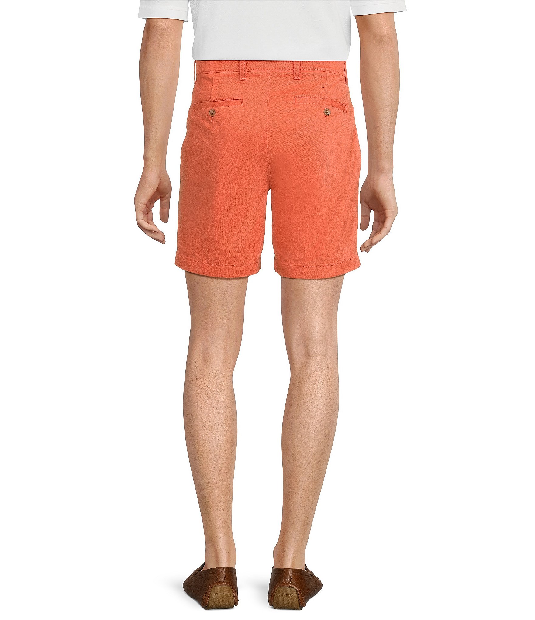 Roundtree & Yorke Casuals Straight Fit Flat Front Washed 7#double; Chino Shorts