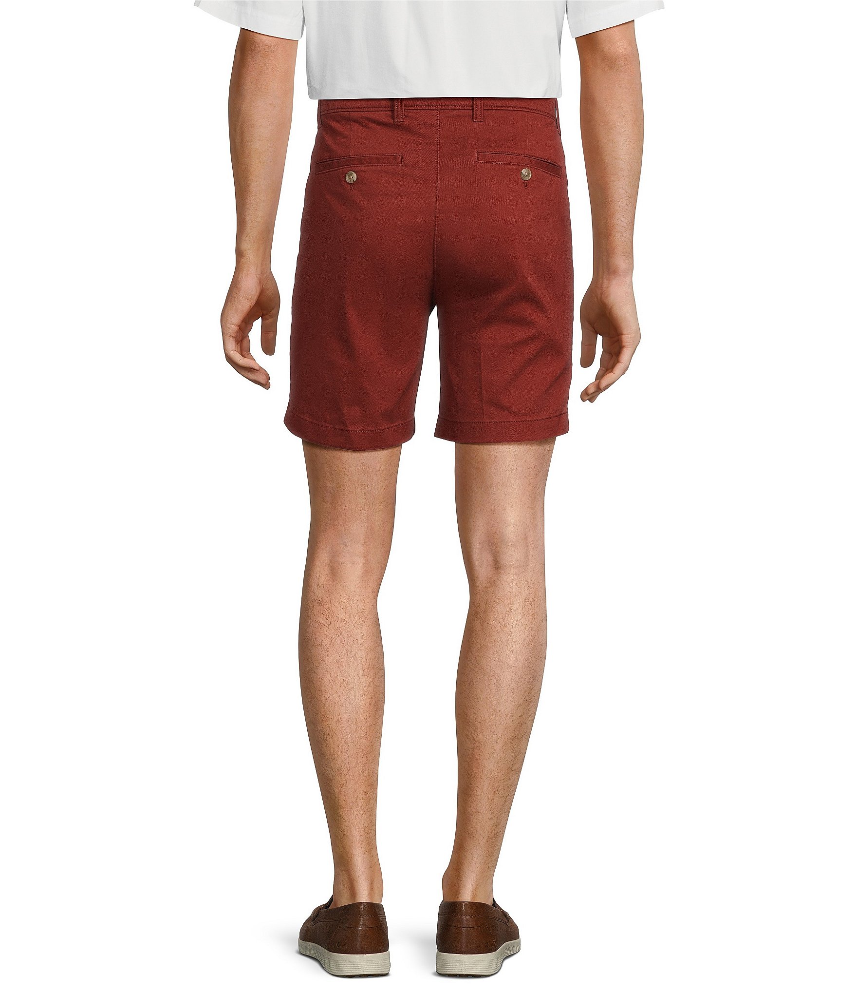 Roundtree & Yorke Casuals Straight Fit Flat Front Washed 7#double; Chino Shorts