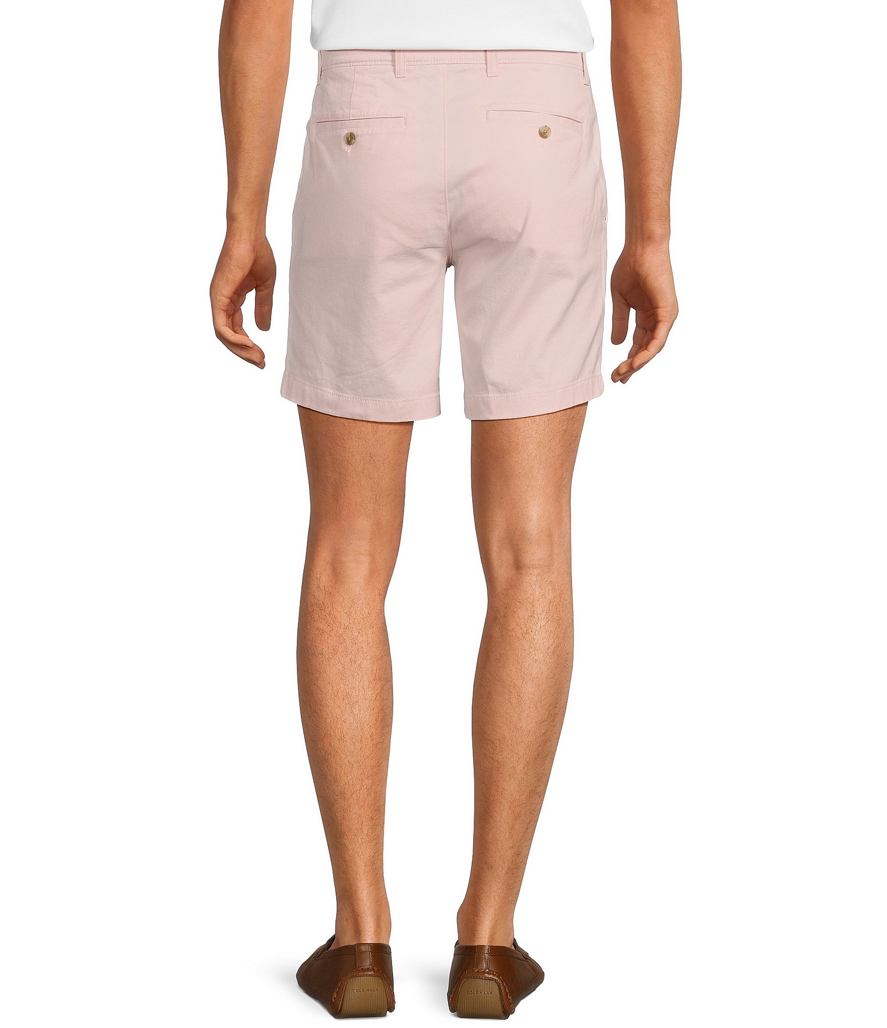 Roundtree & Yorke Casuals Straight Fit Flat Front Washed 7#double; Chino Shorts