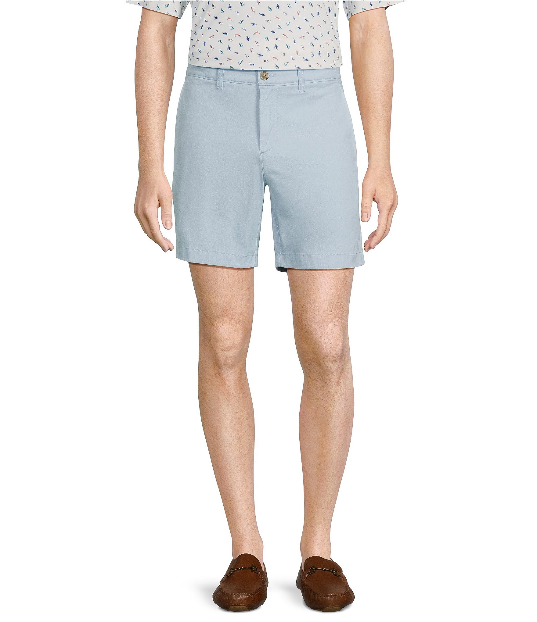 Roundtree & Yorke Casuals Straight Fit Flat Front Washed 7#double; Chino Shorts