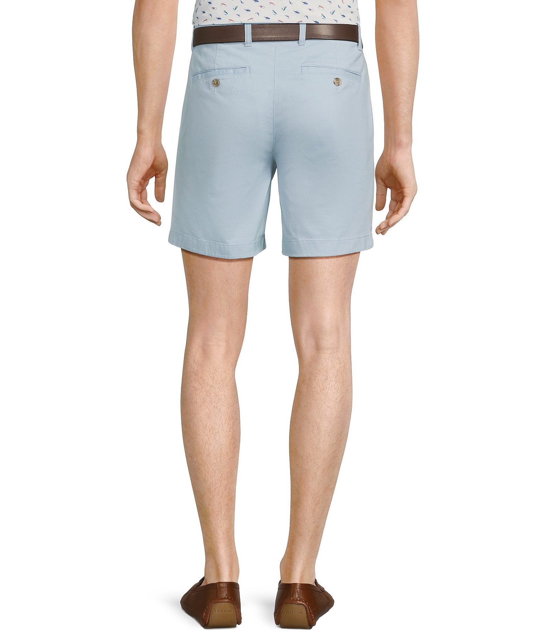 Roundtree & Yorke Casuals Straight Fit Flat Front Washed 7#double; Chino Shorts