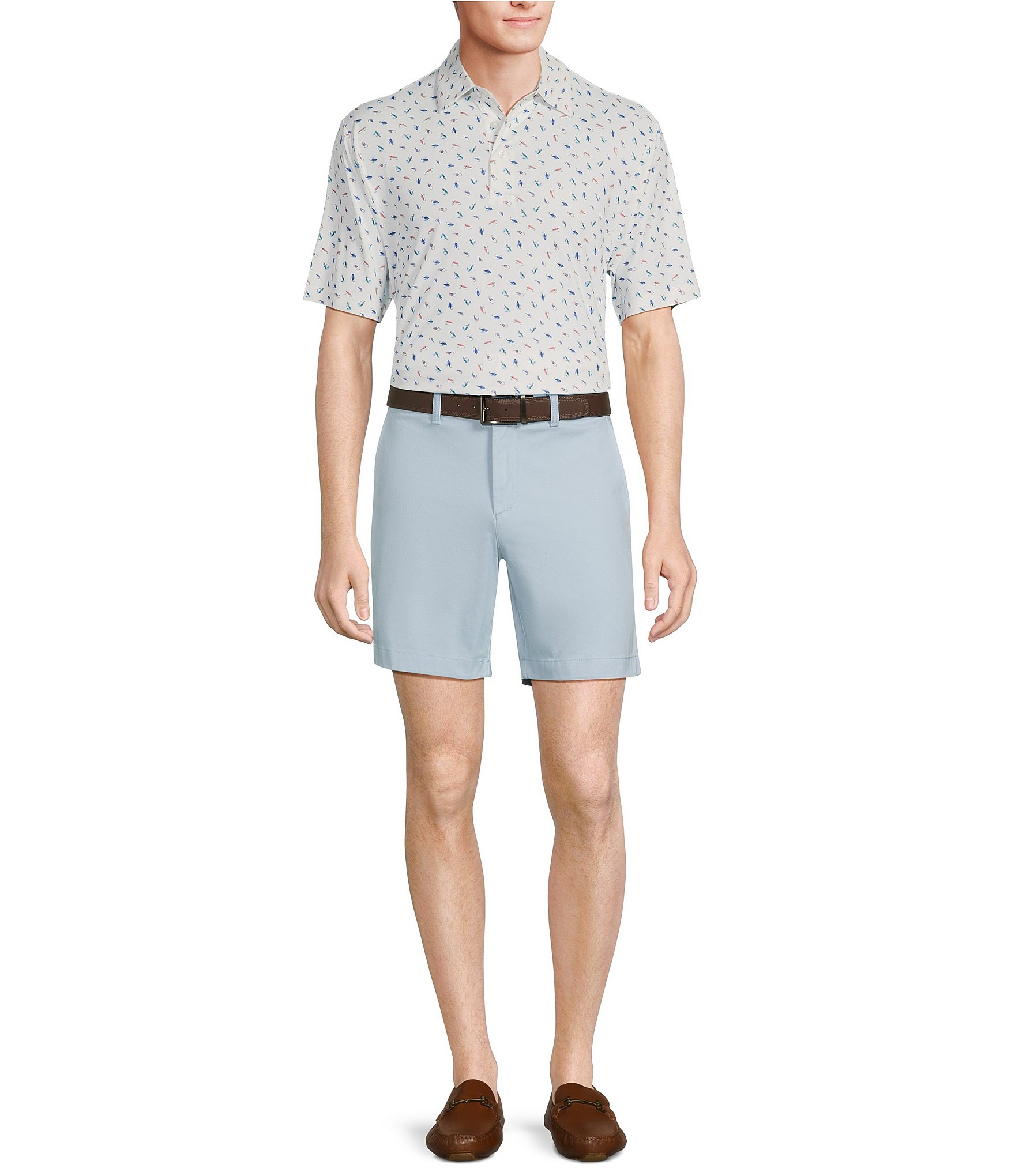 Roundtree & Yorke Casuals Straight Fit Flat Front Washed 7#double; Chino Shorts