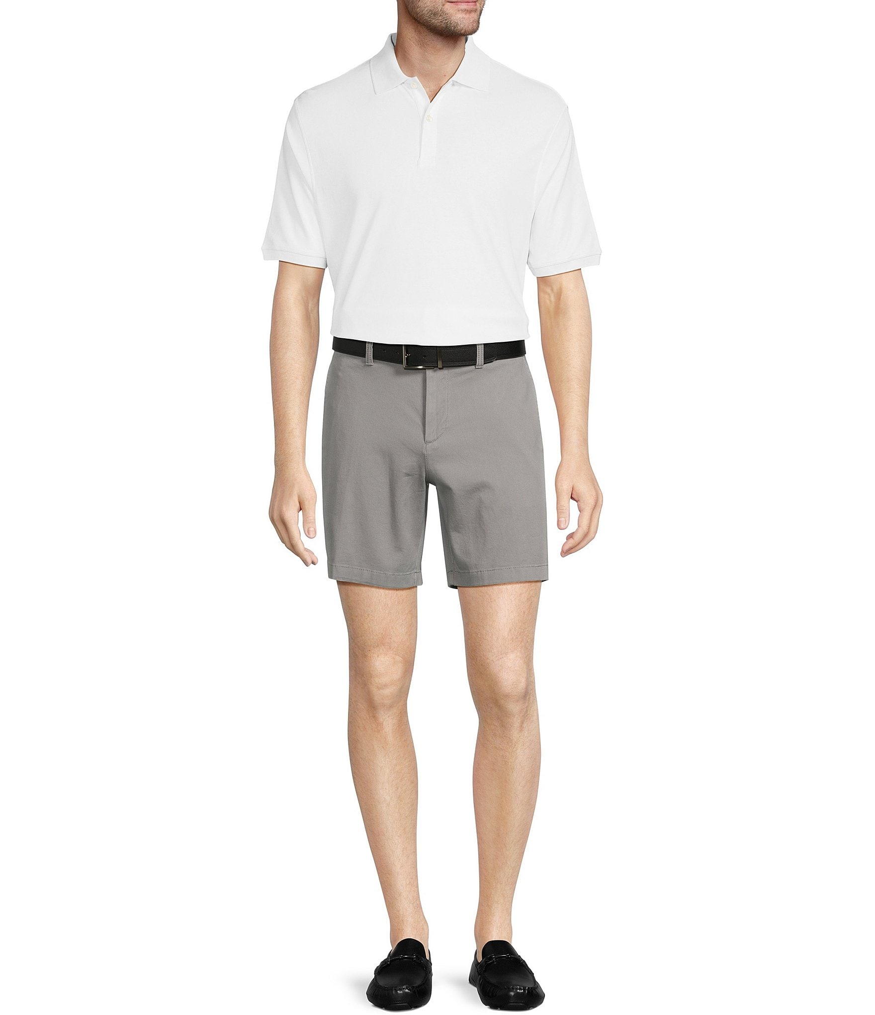 Roundtree & Yorke Casuals Straight Fit Flat Front Washed 7#double; Chino Shorts