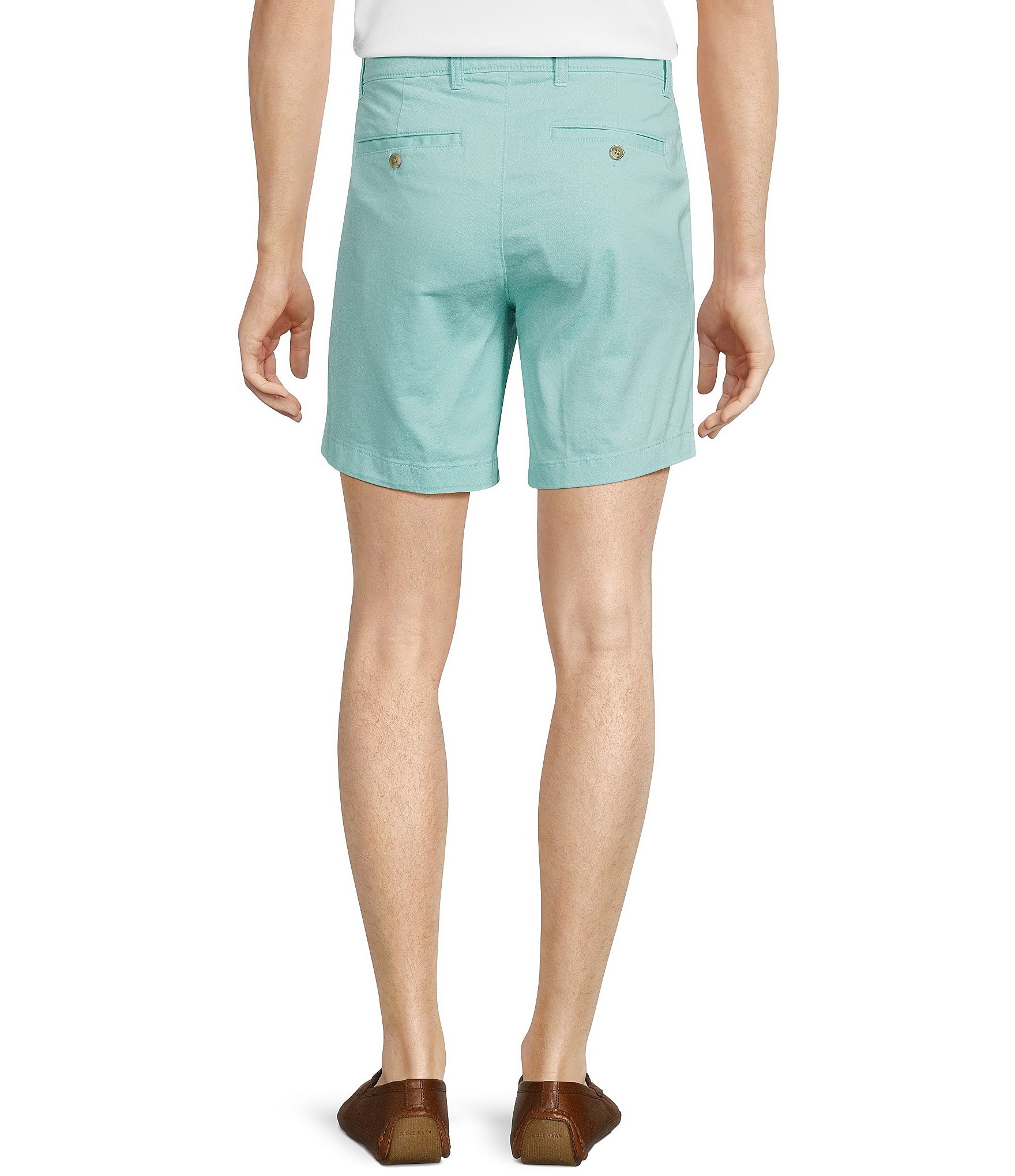 Roundtree & Yorke Casuals Straight Fit Flat Front Washed 7#double; Chino Shorts