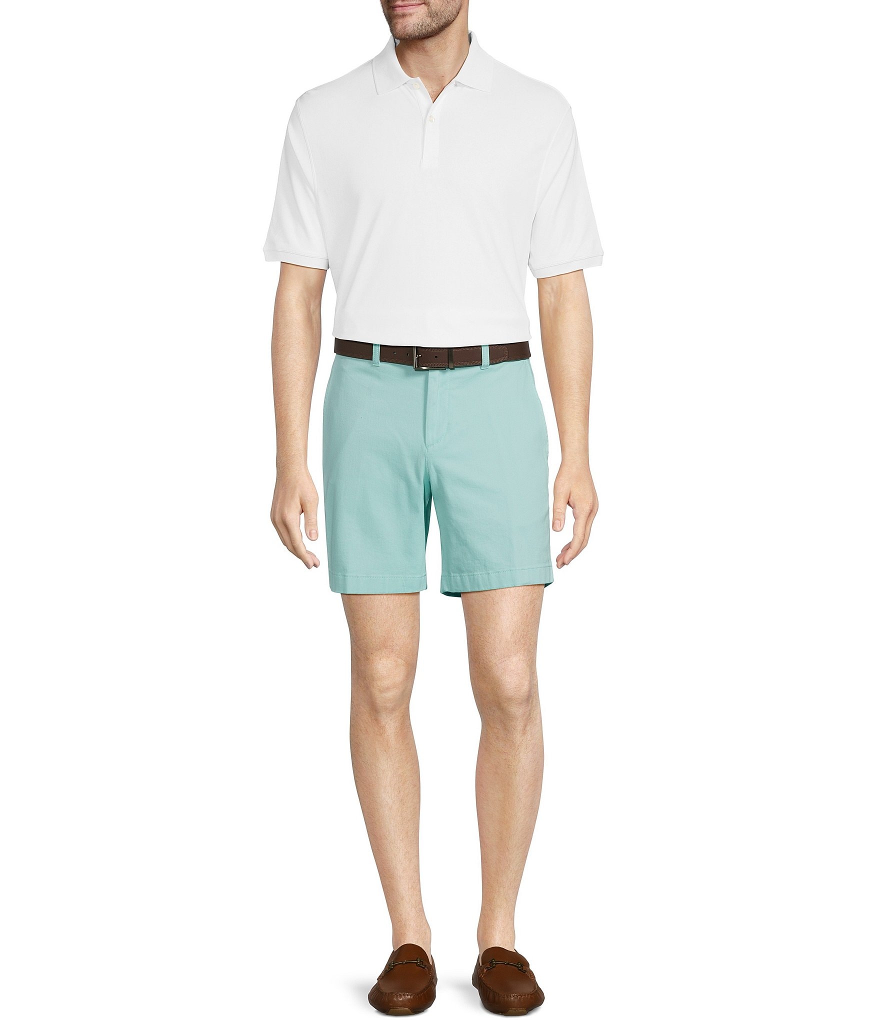 Roundtree & Yorke Casuals Straight Fit Flat Front Washed 7#double; Chino Shorts