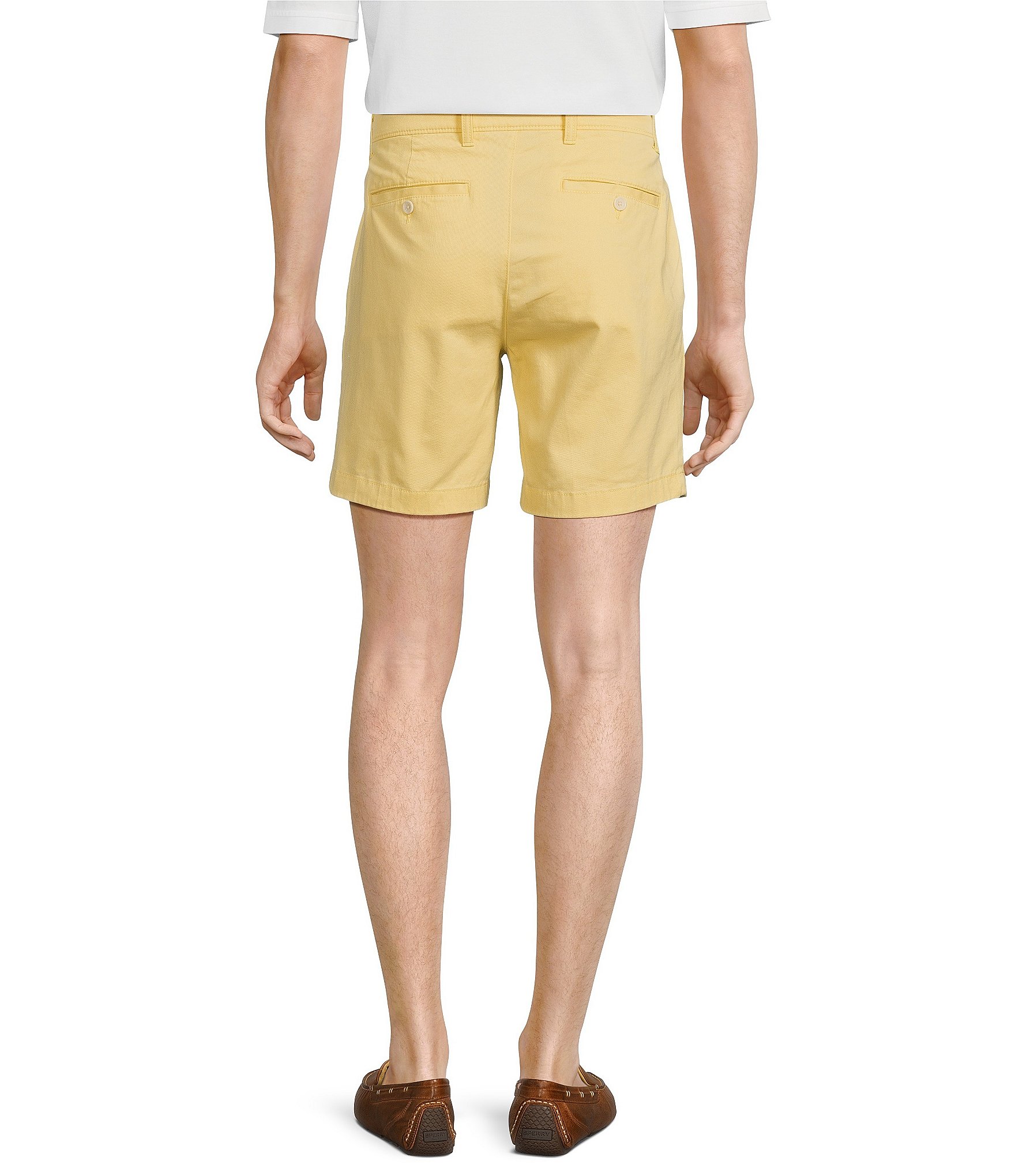 Roundtree & Yorke Casuals Straight Fit Flat Front Washed 7#double; Chino Shorts