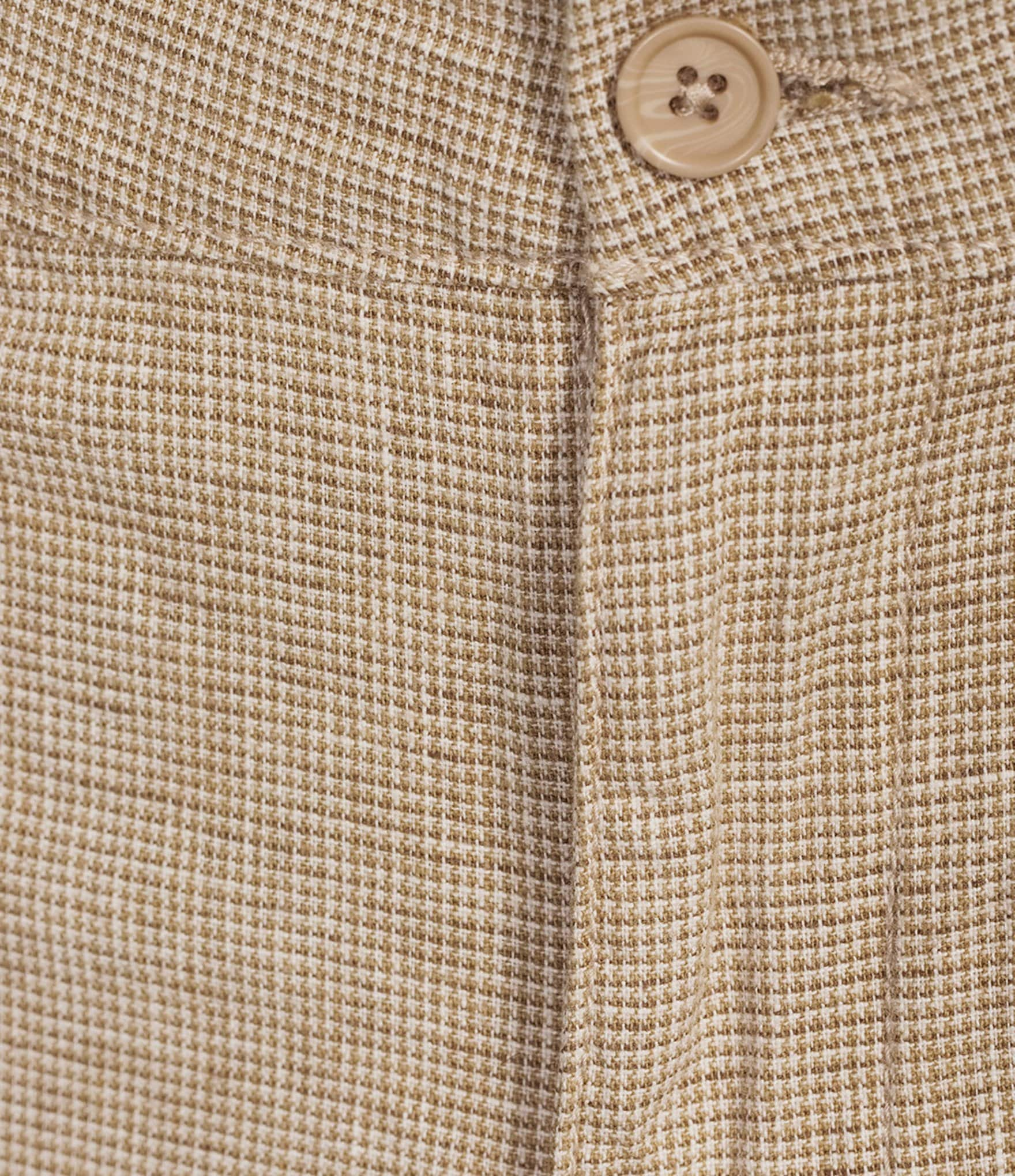 Roundtree & Yorke Casuals Flat Front Classic Fit Linen Houndstooth 9#double; Inseam Shorts