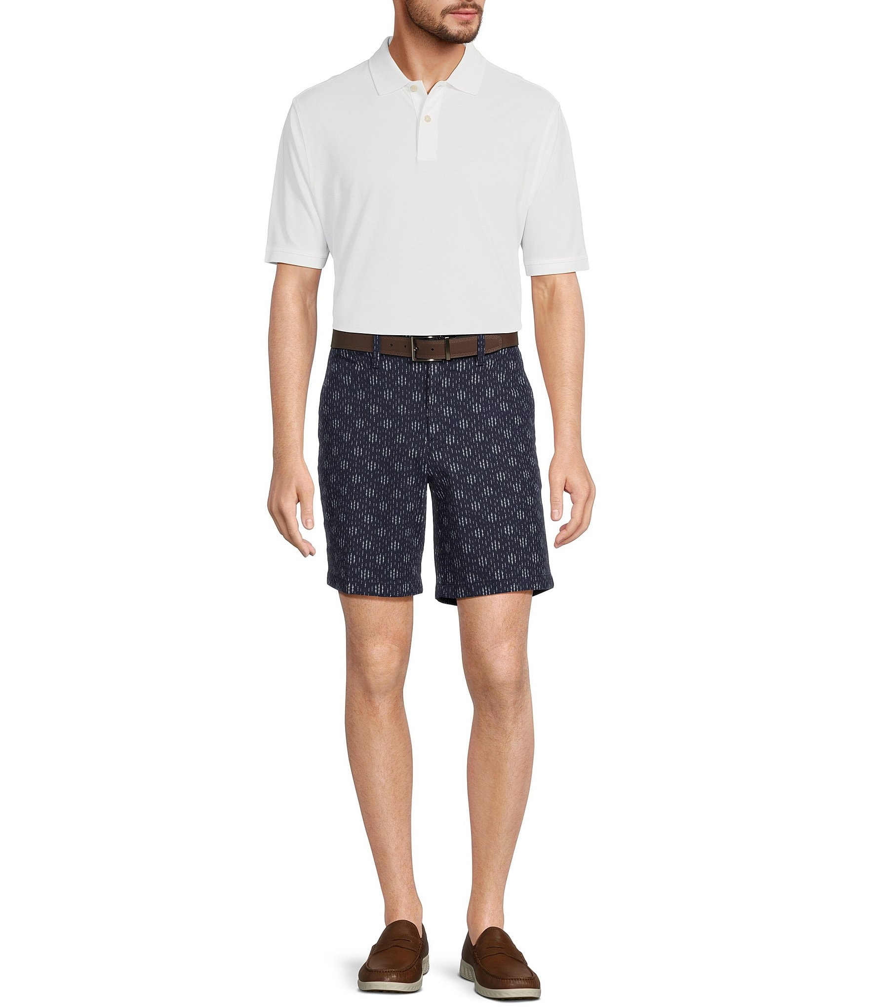 Roundtree & Yorke Casuals Flat Front Straight Fit 9#double; Inseam Printed Shorts