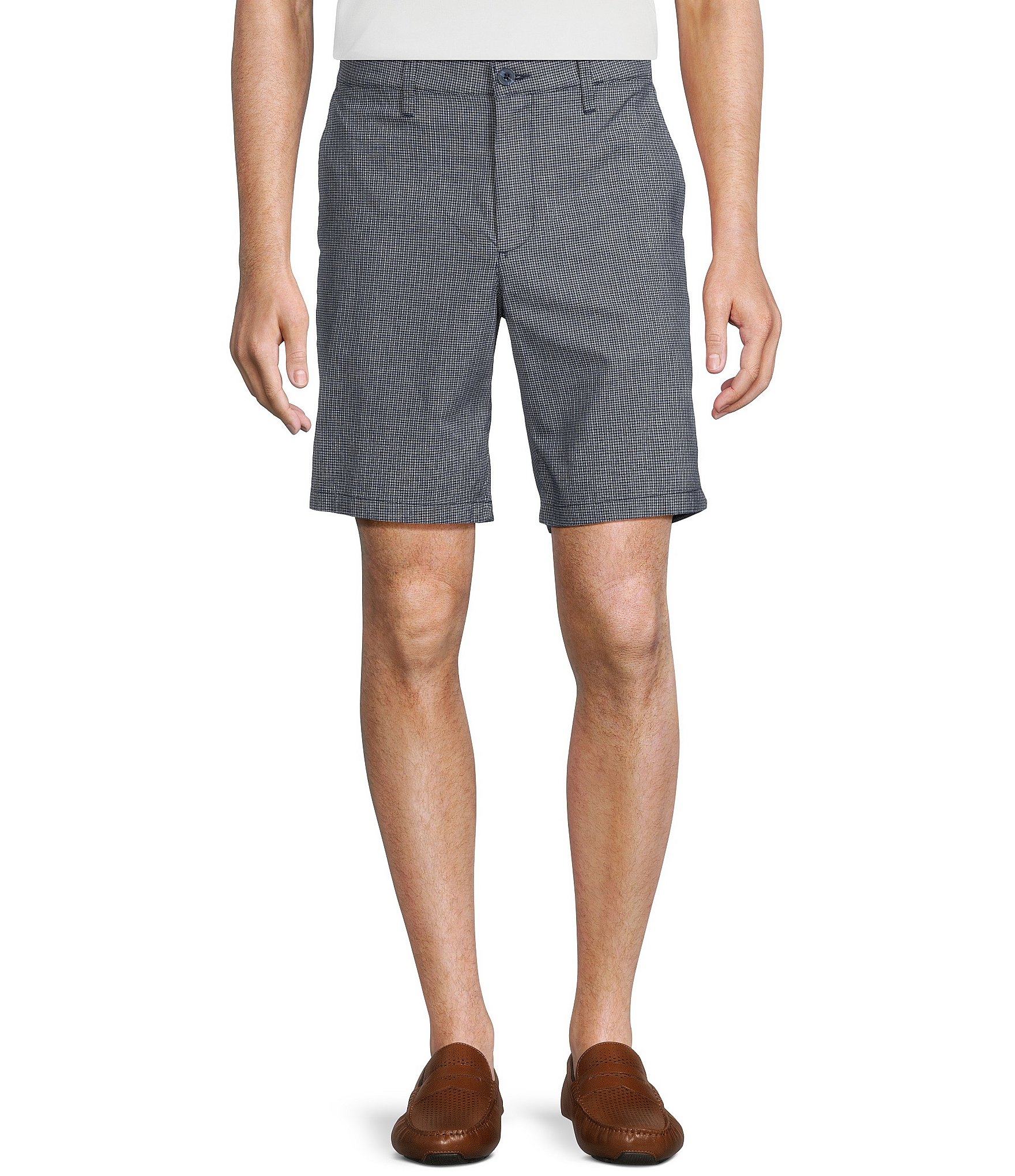 Roundtree & Yorke Casuals Flat Front Straight Fit Jacquard 9#double; Inseam Shorts