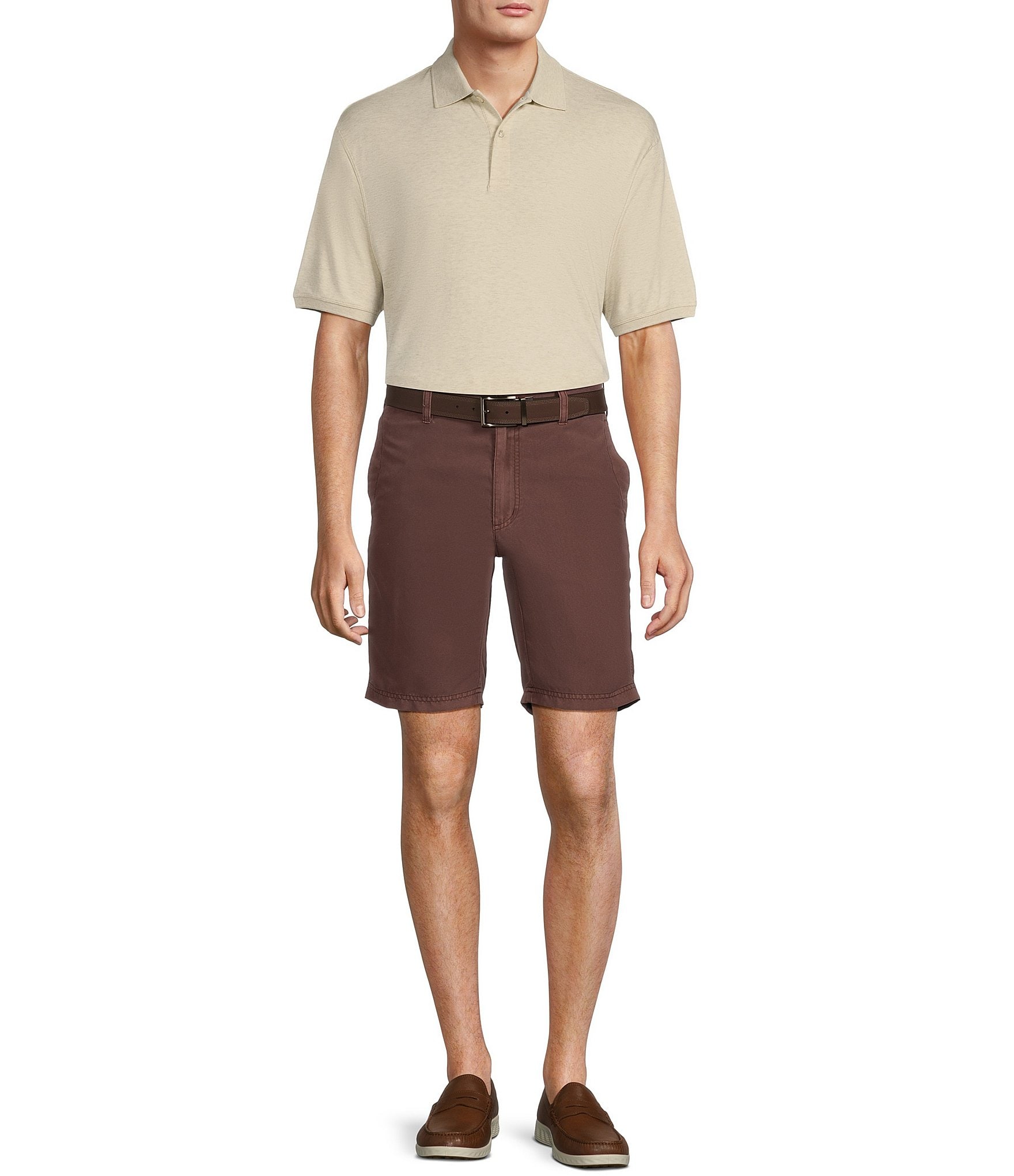 Roundtree & Yorke Casuals Flat Front Straight Fit Tech Pocket 9#double; Inseam Shorts