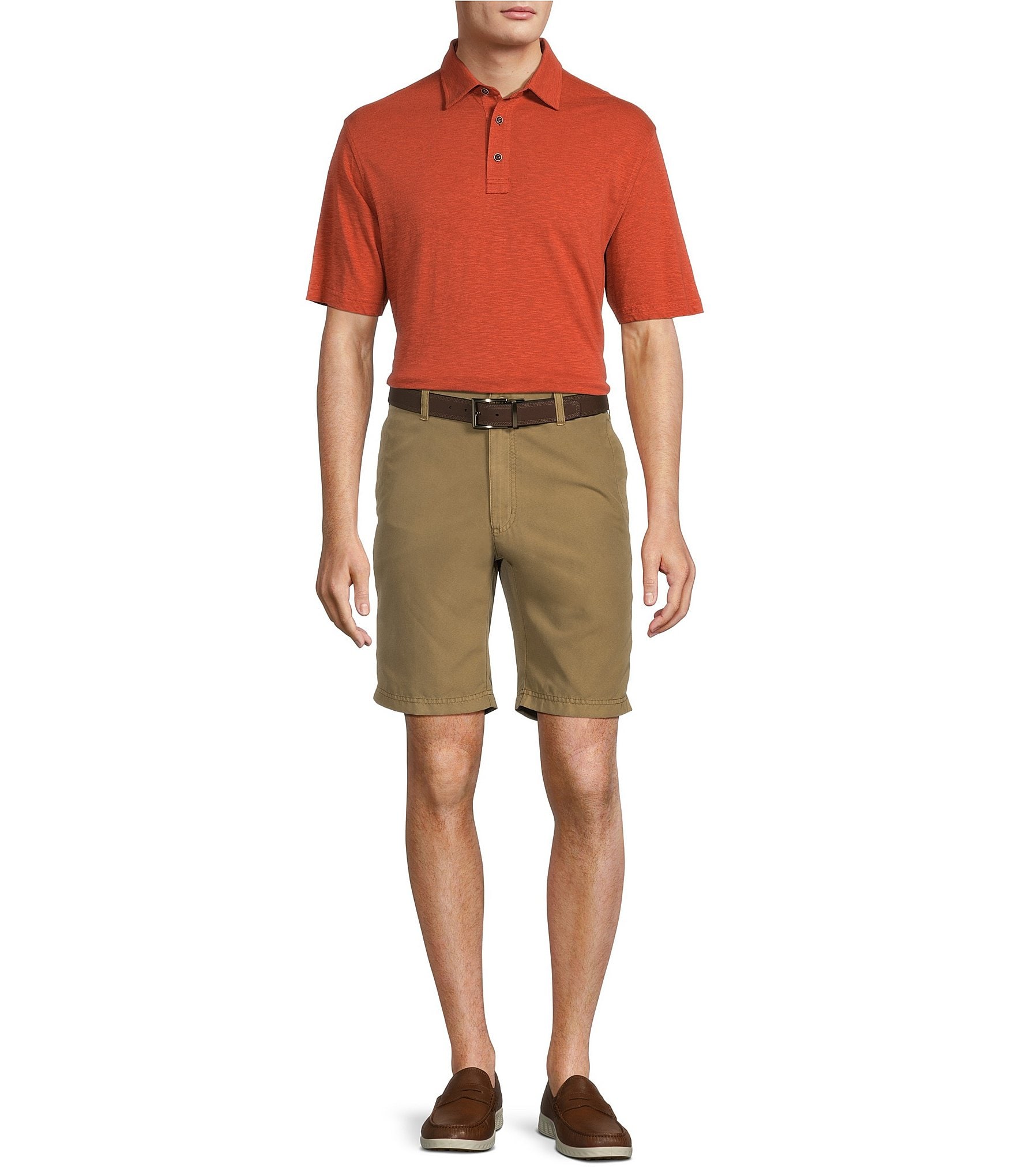 Roundtree & Yorke Casuals Flat Front Straight Fit Tech Pocket 9#double; Inseam Shorts