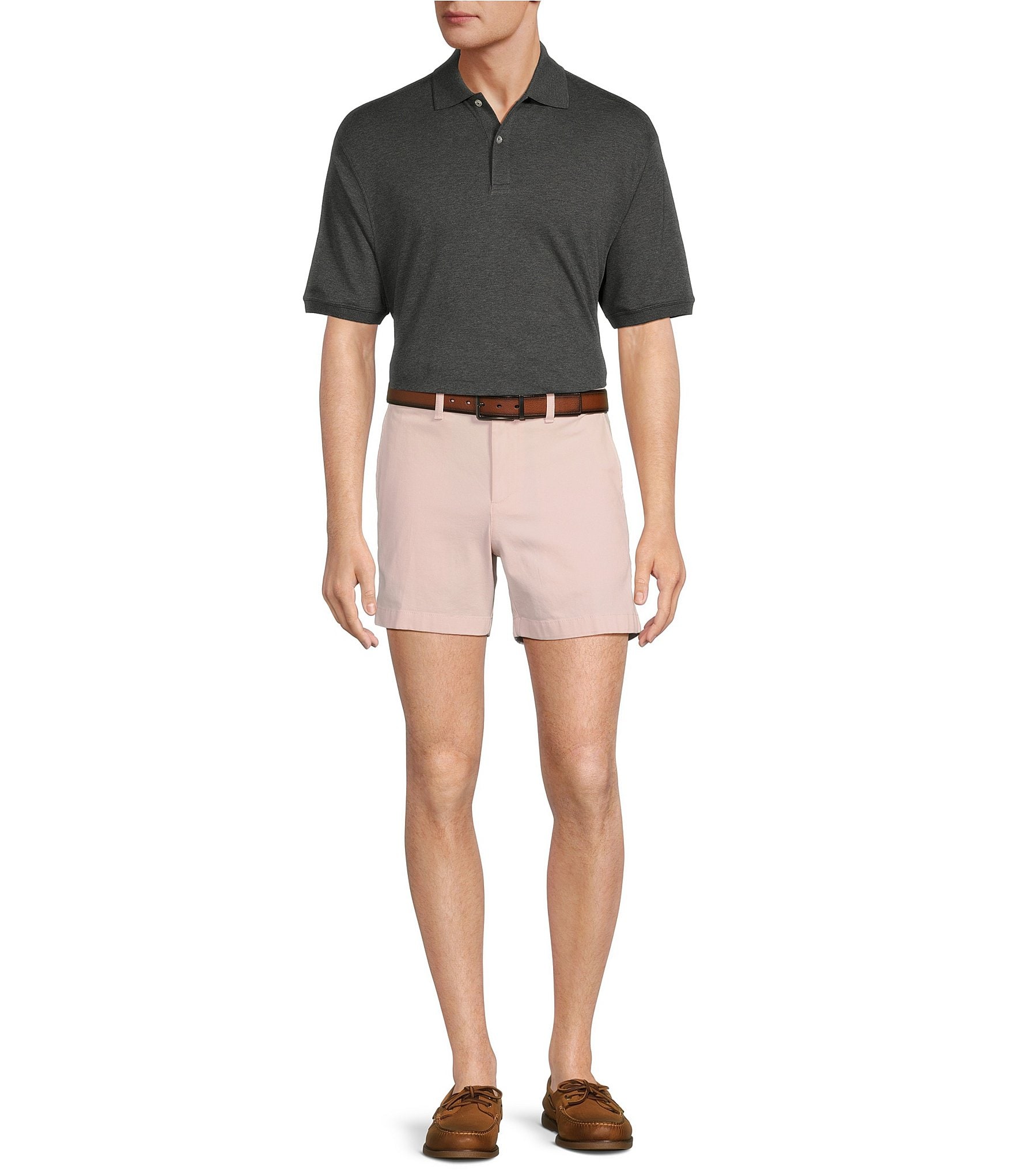 Roundtree & Yorke Casuals Straight Fit Flat Front Washed 5#double; Chino Shorts