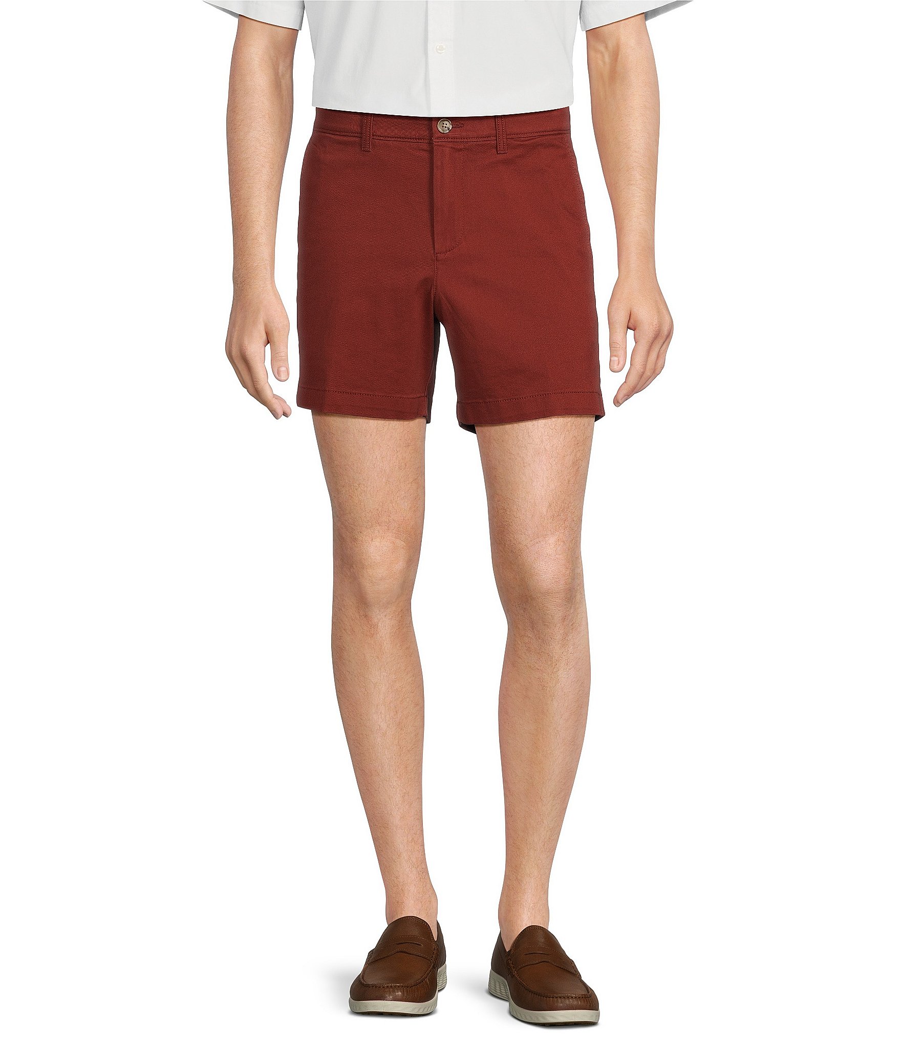 Roundtree & Yorke Casuals Straight Fit Flat Front Washed 5#double; Chino Shorts