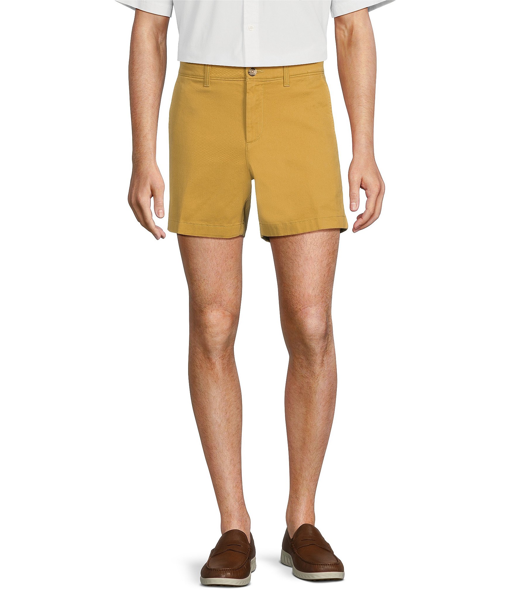 Roundtree & Yorke Casuals Straight Fit Flat Front Washed 5#double; Chino Shorts