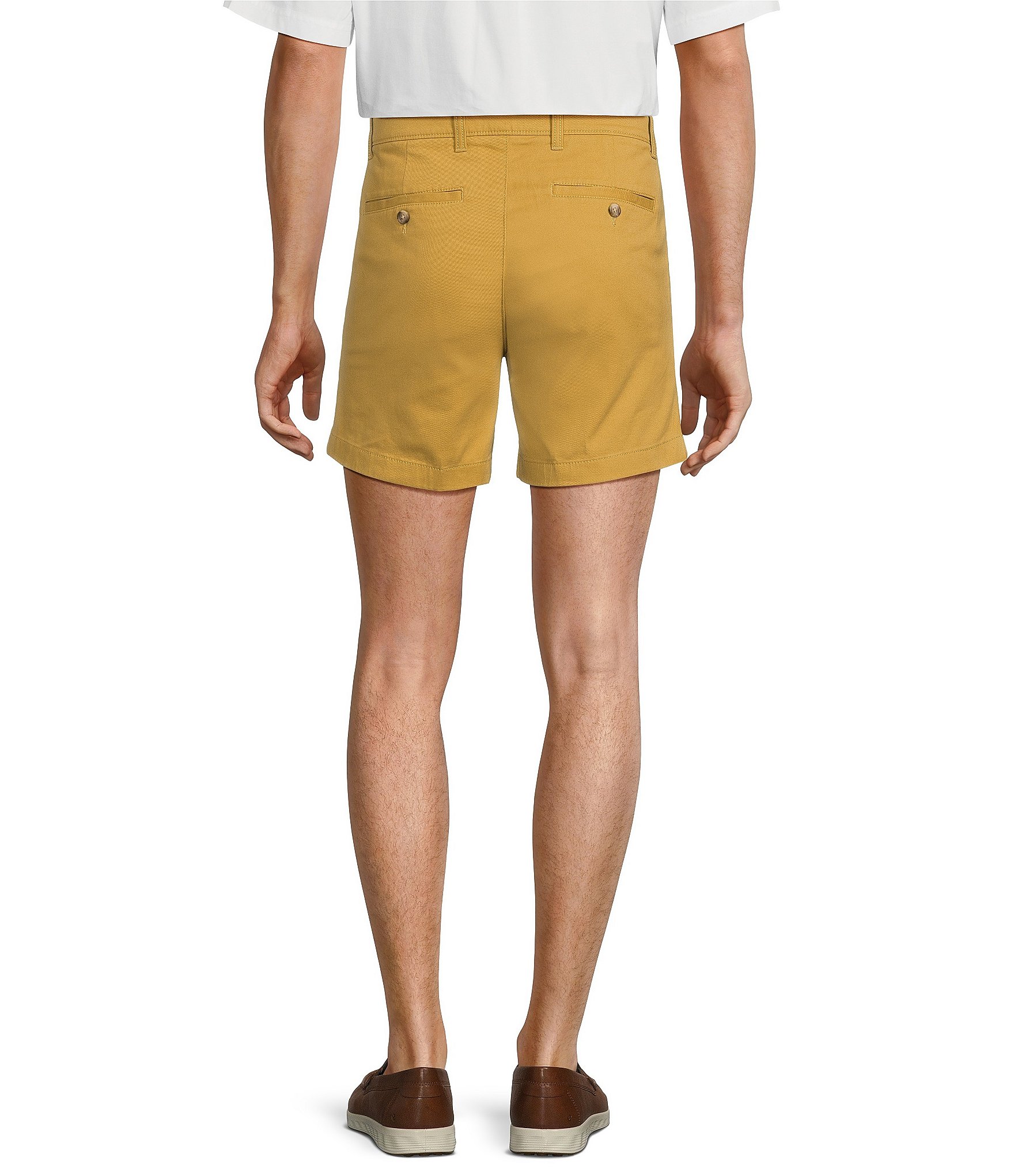 Roundtree & Yorke Casuals Straight Fit Flat Front Washed 5#double; Chino Shorts