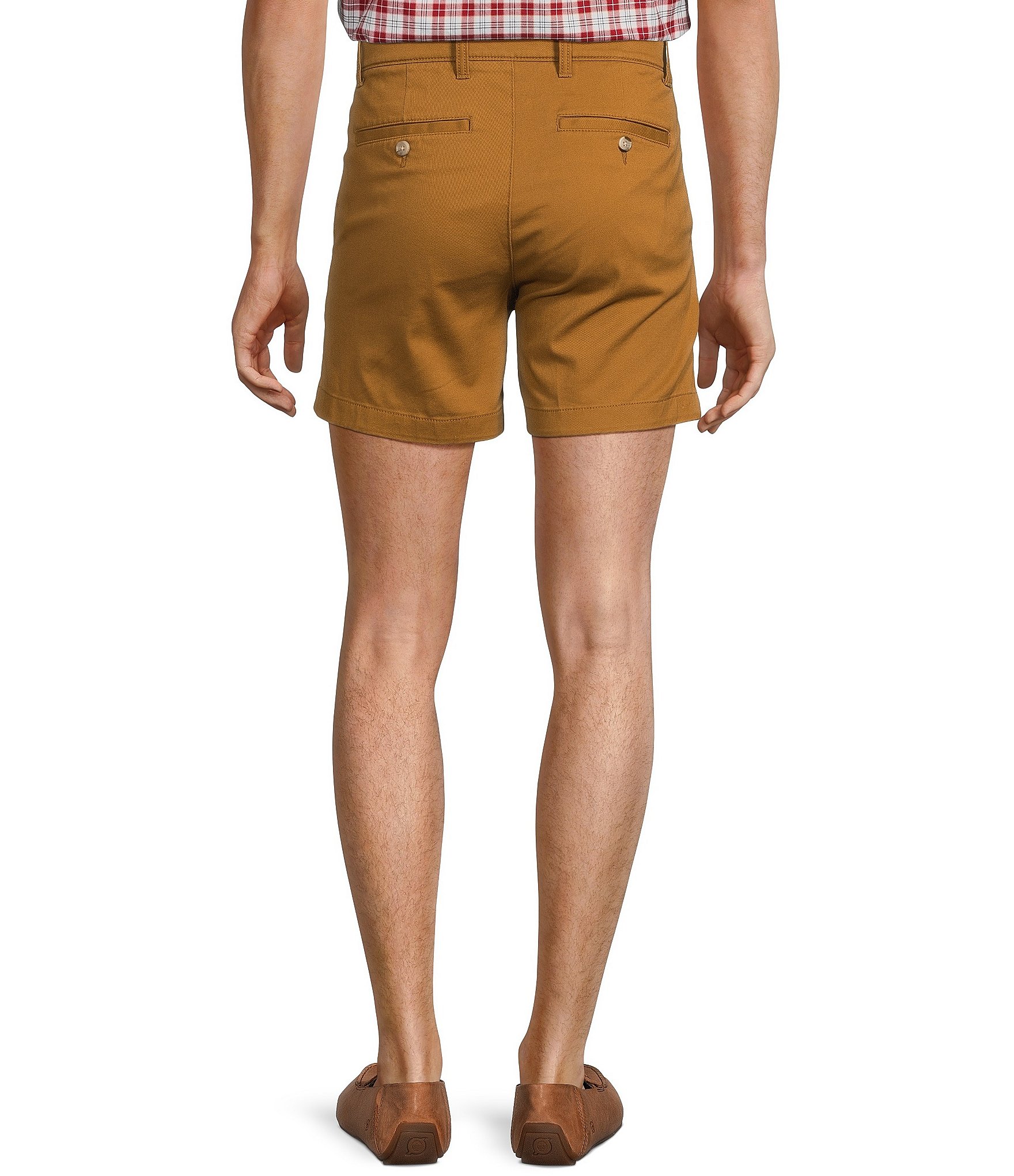 Roundtree & Yorke Casuals Straight Fit Flat Front Washed 5#double; Chino Shorts