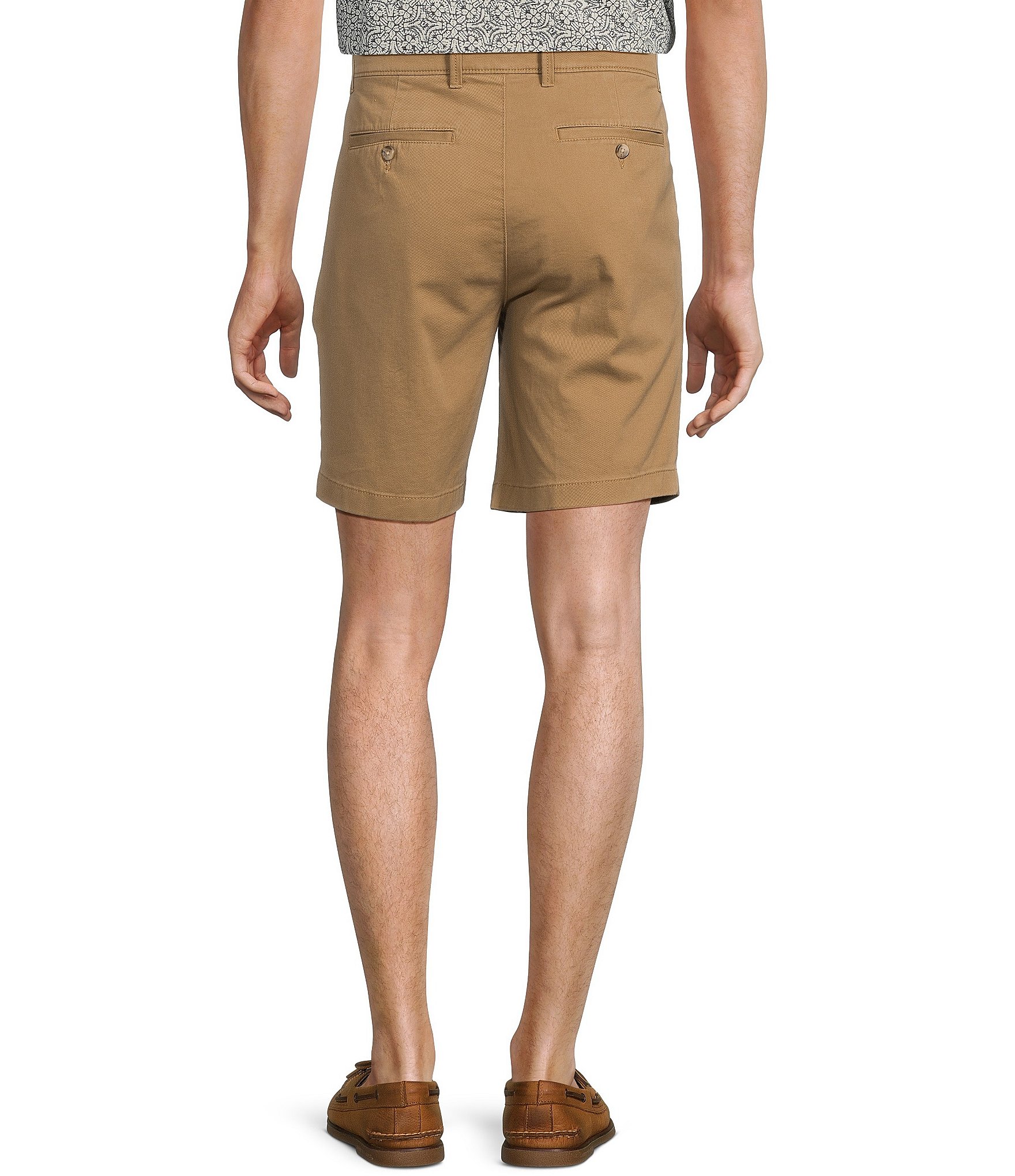 Roundtree & Yorke Casuals Stretch Fabric Classic Fit Pleated Washed 9#double; Chino Shorts