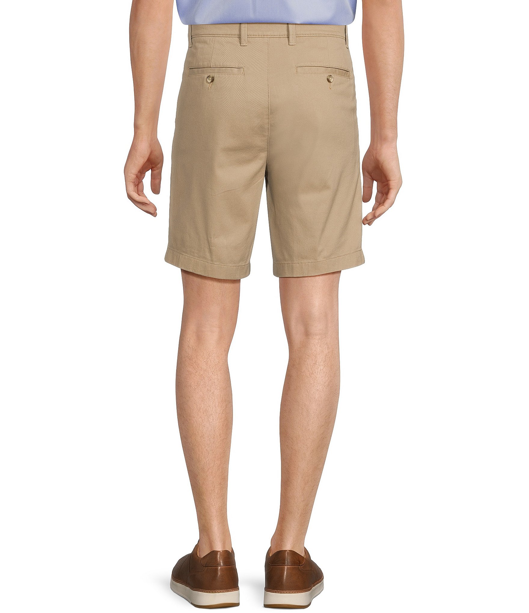 Roundtree & Yorke Casuals Stretch Fabric Classic Fit Pleated Washed 9#double; Chino Shorts