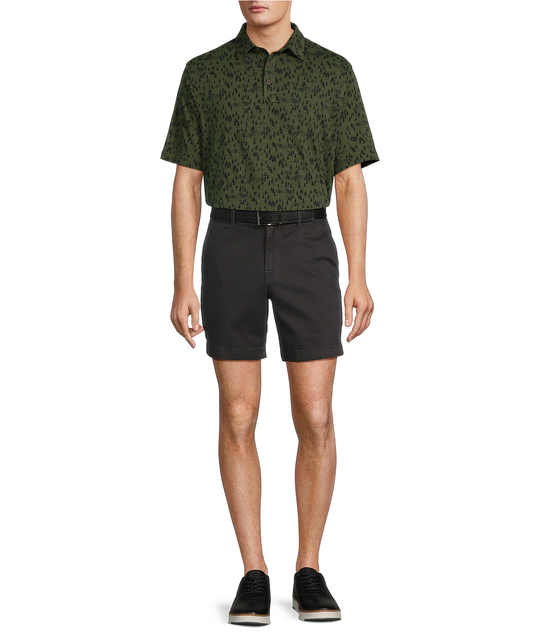 Roundtree & Yorke Casuals Tech Pocket Printed 7#double; Inseam Shorts