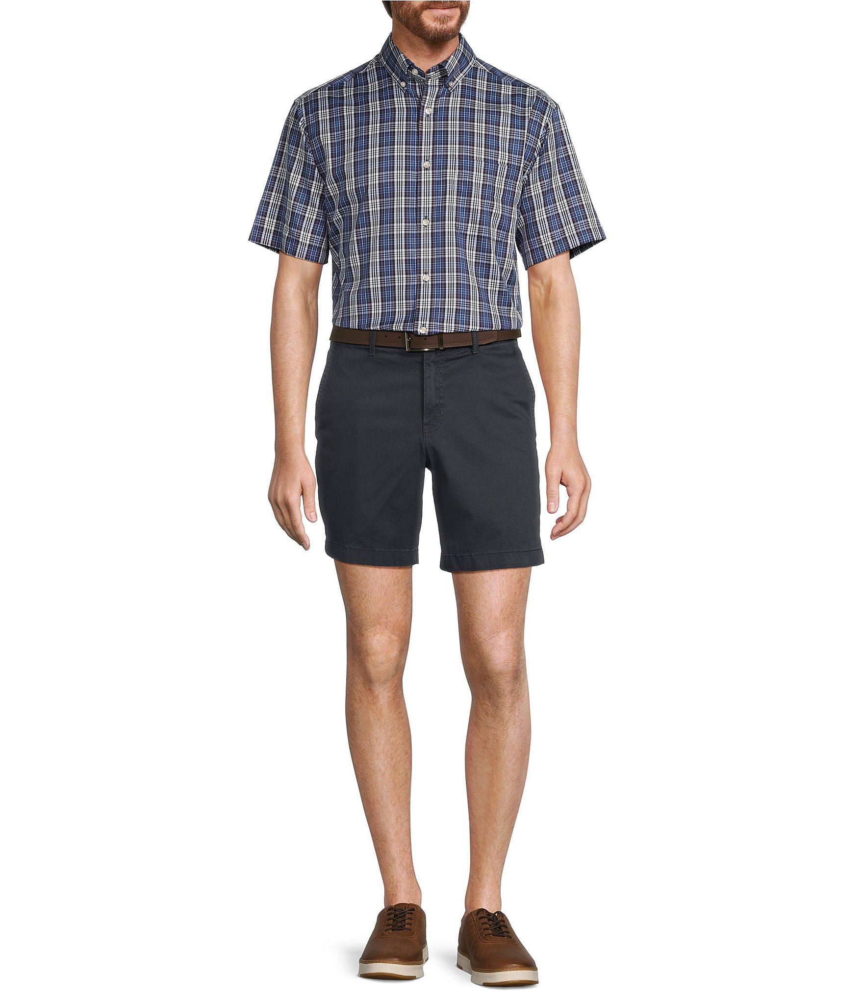 Roundtree & Yorke Casuals Tech Pocket Printed 7#double; Inseam Shorts