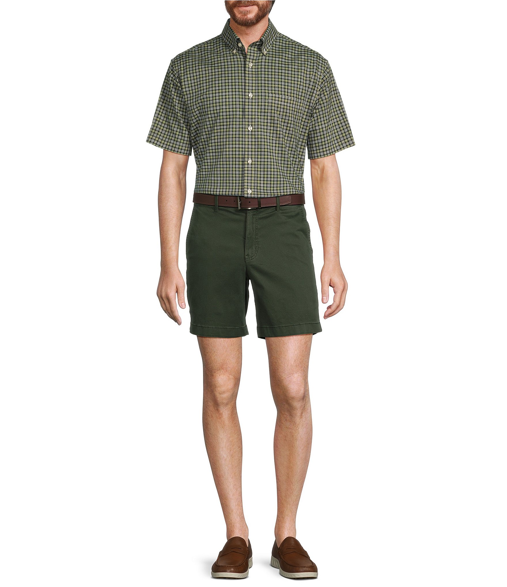 Roundtree & Yorke Casuals Tech Pocket Printed 7#double; Inseam Shorts