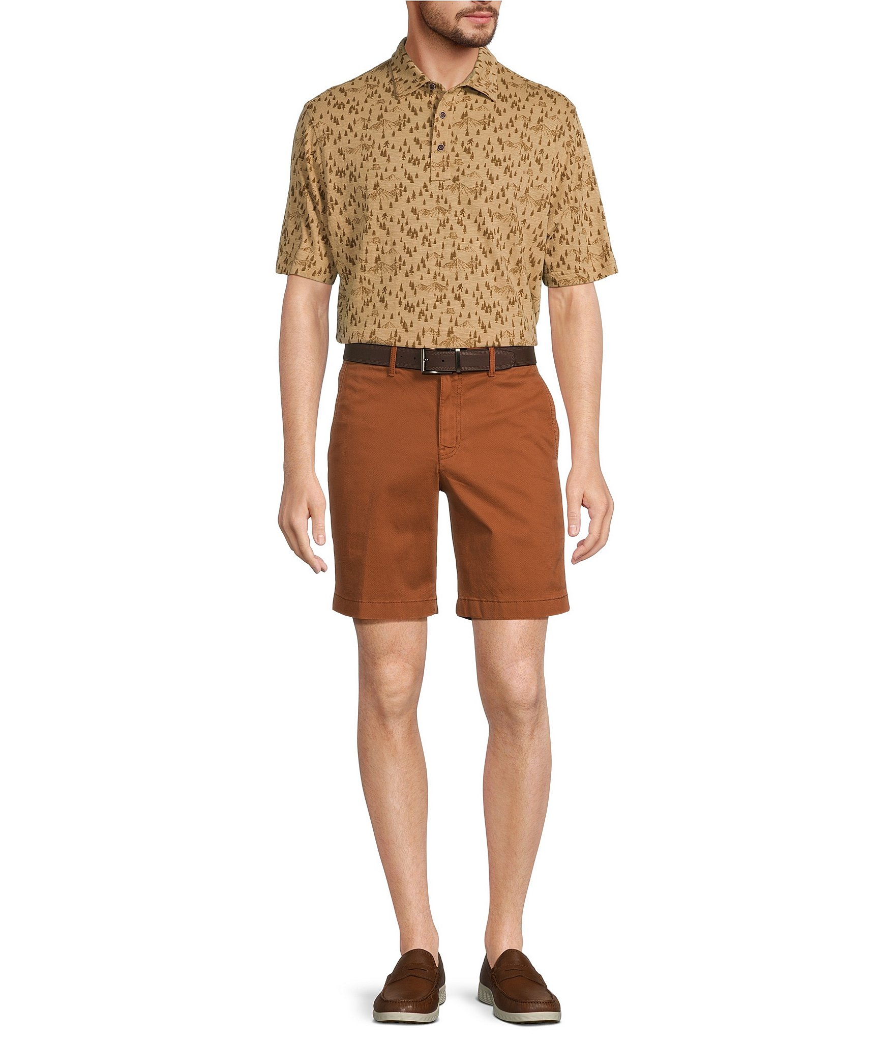 Roundtree & Yorke Casuals Tech Pocket Printed 9#double; Inseam Shorts