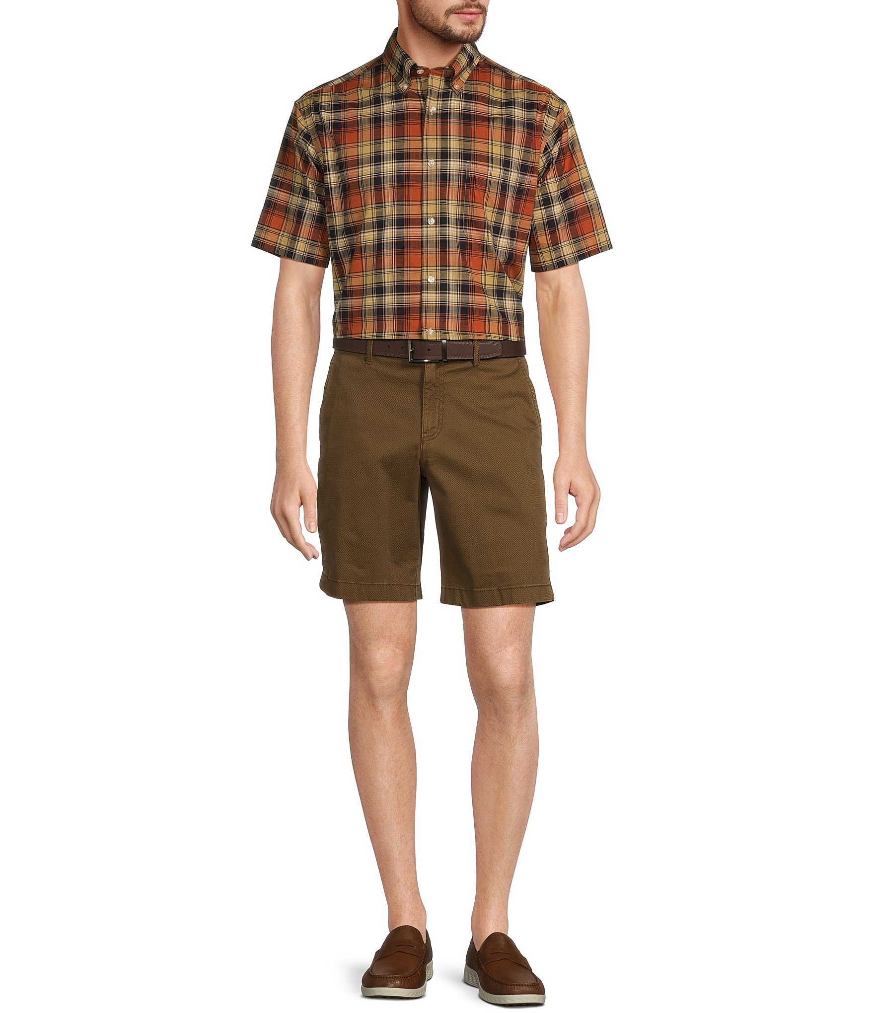 Roundtree & Yorke Casuals Tech Pocket Printed 9#double; Inseam Shorts