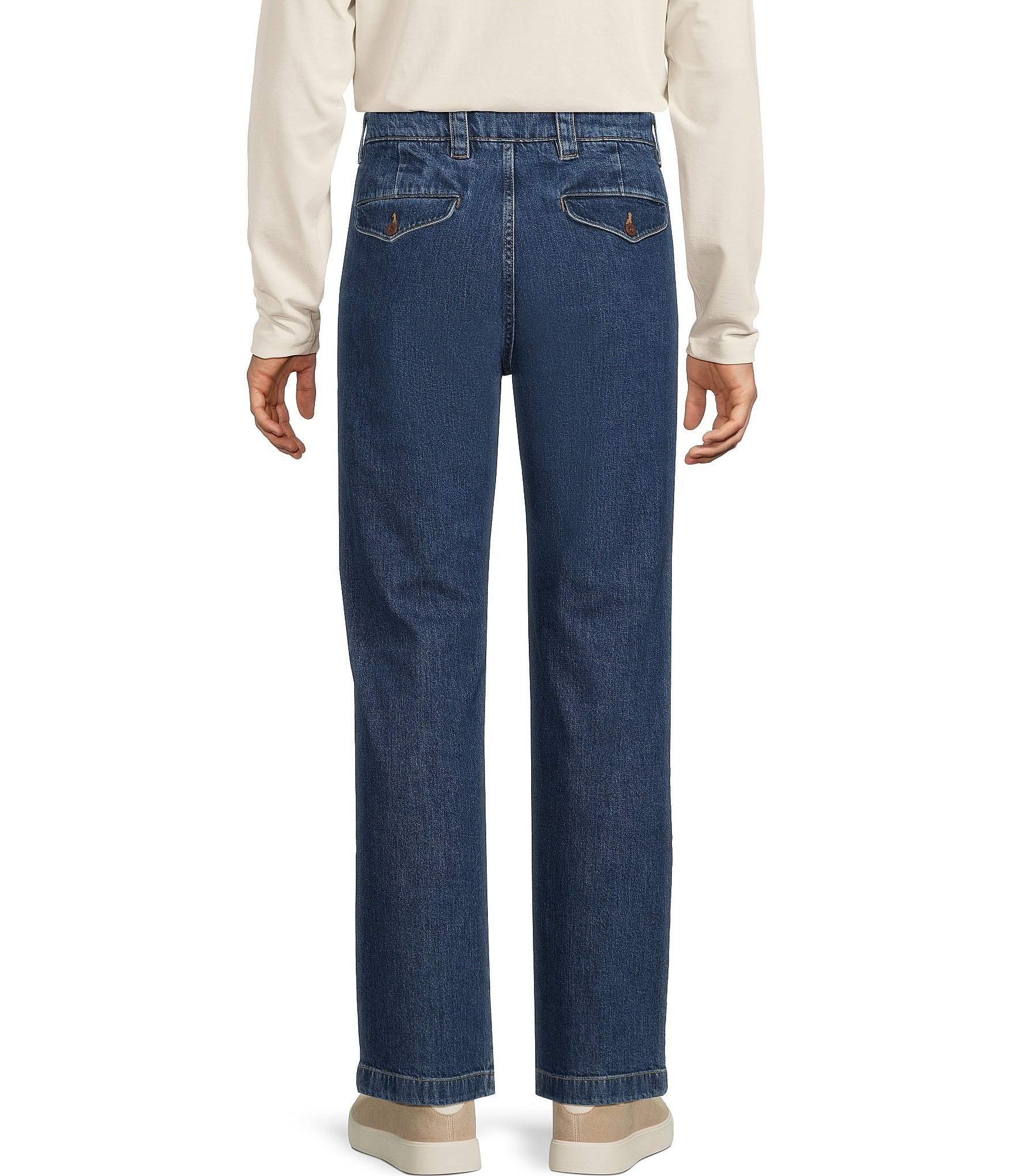 Roundtree & Yorke Classic Fit Flat Front Denim Chino Pants