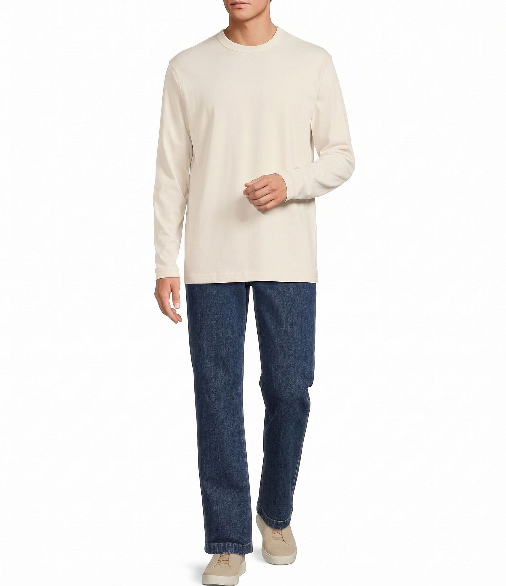 Roundtree & Yorke Classic Fit Flat Front Denim Chino Pants