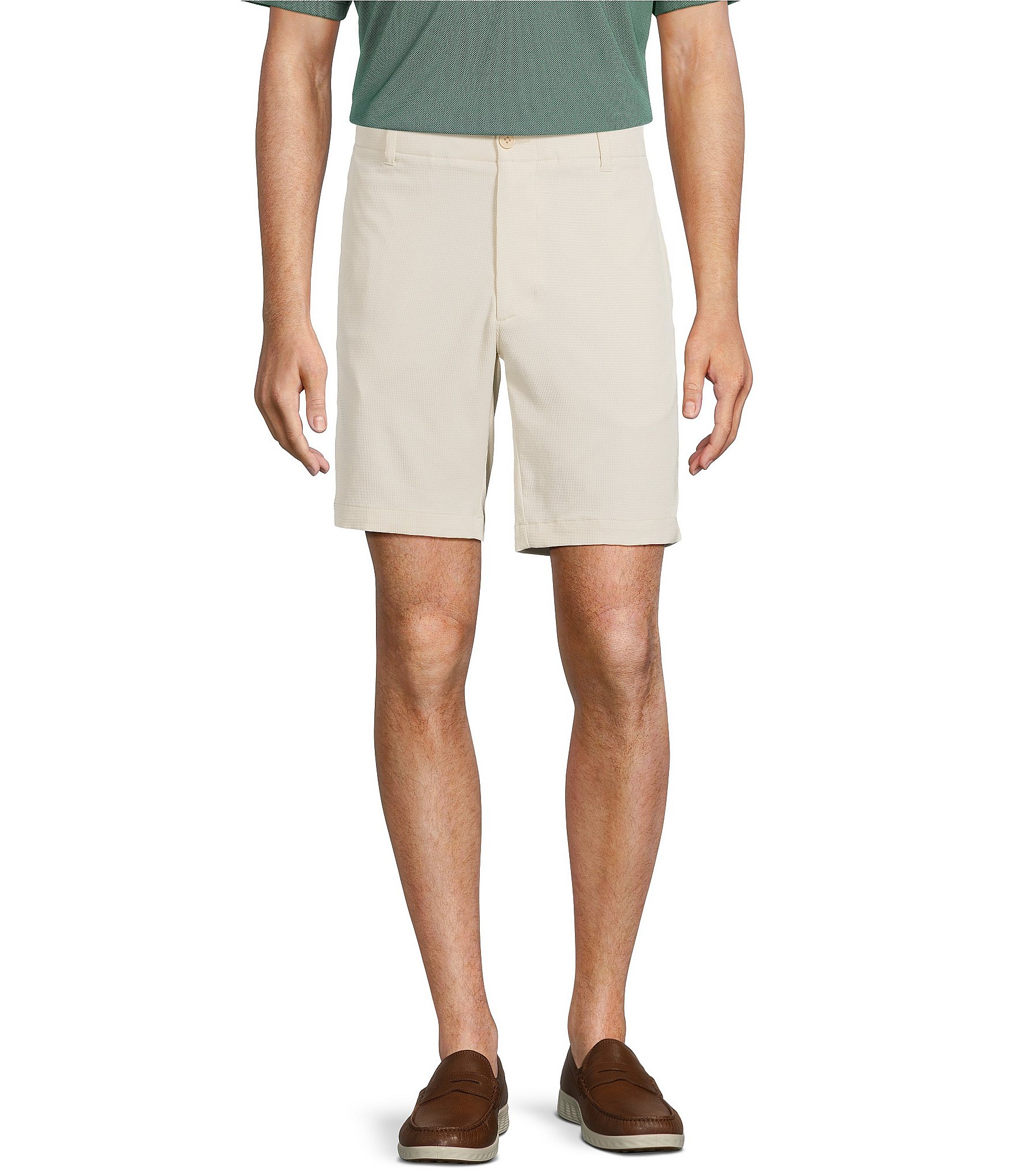 Roundtree & Yorke Flat Front 9#double; Performance Dobby Shorts