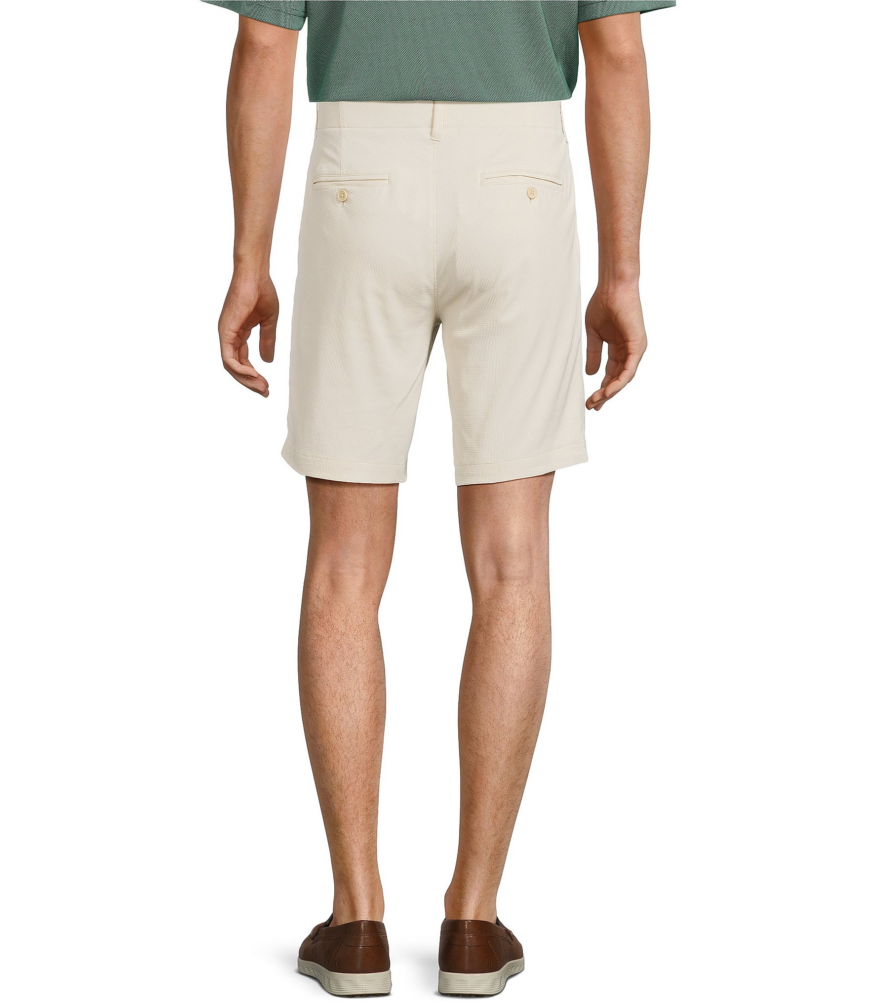 Roundtree & Yorke Flat Front 9#double; Performance Dobby Shorts