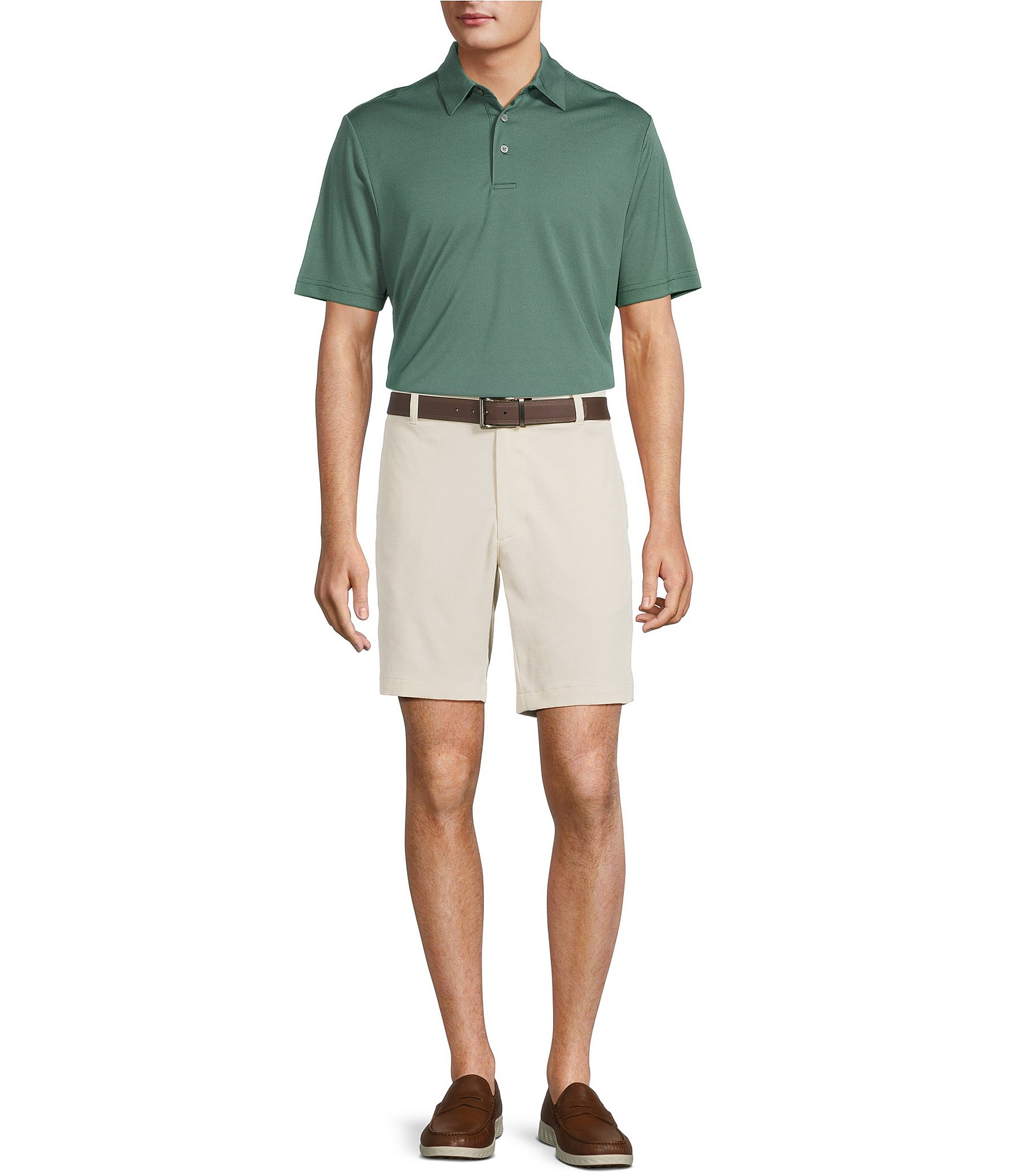 Roundtree & Yorke Flat Front 9#double; Performance Dobby Shorts