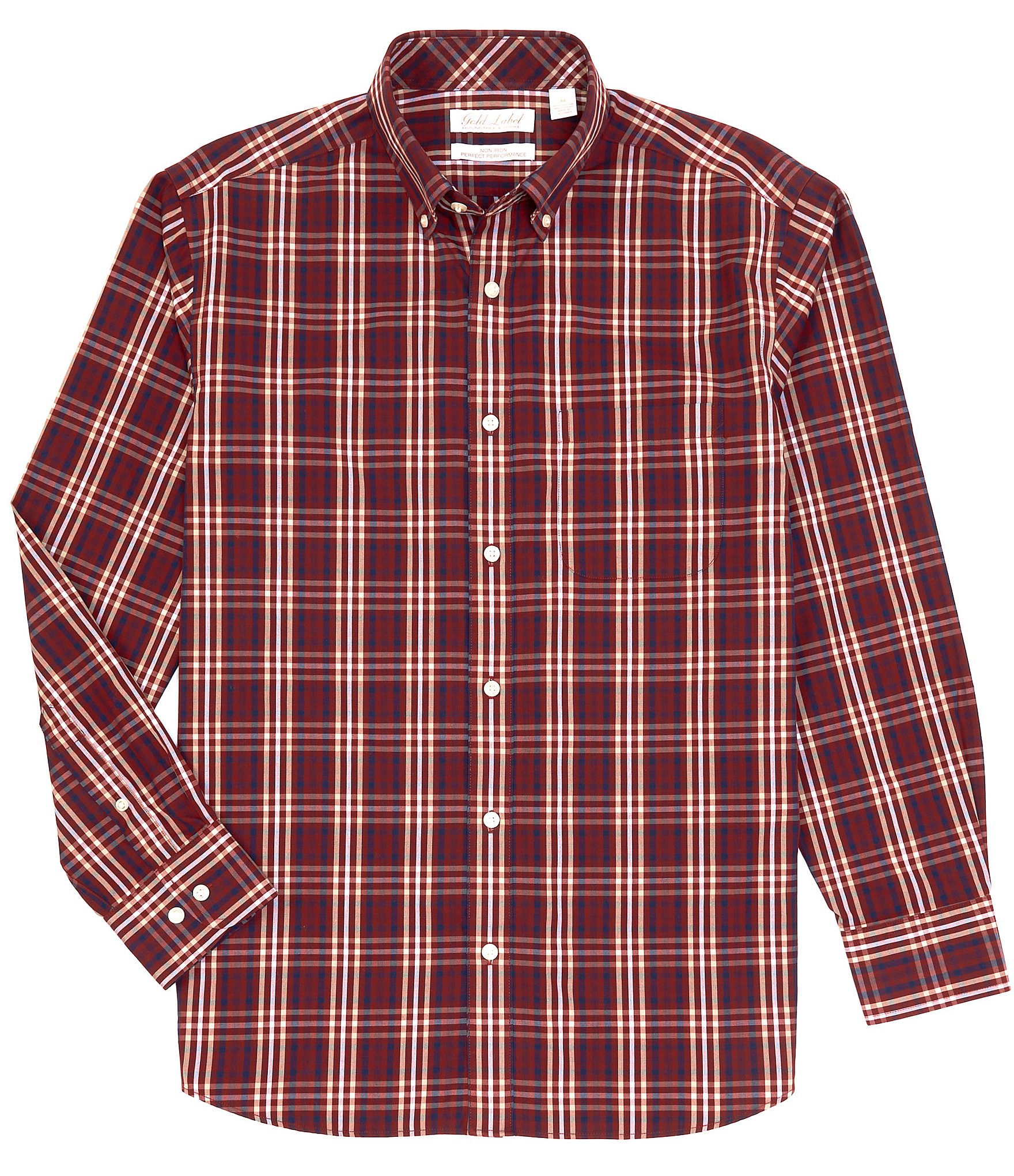 Roundtree & Yorke Gold Label Long Sleeve Multi Gingham Button Down ...