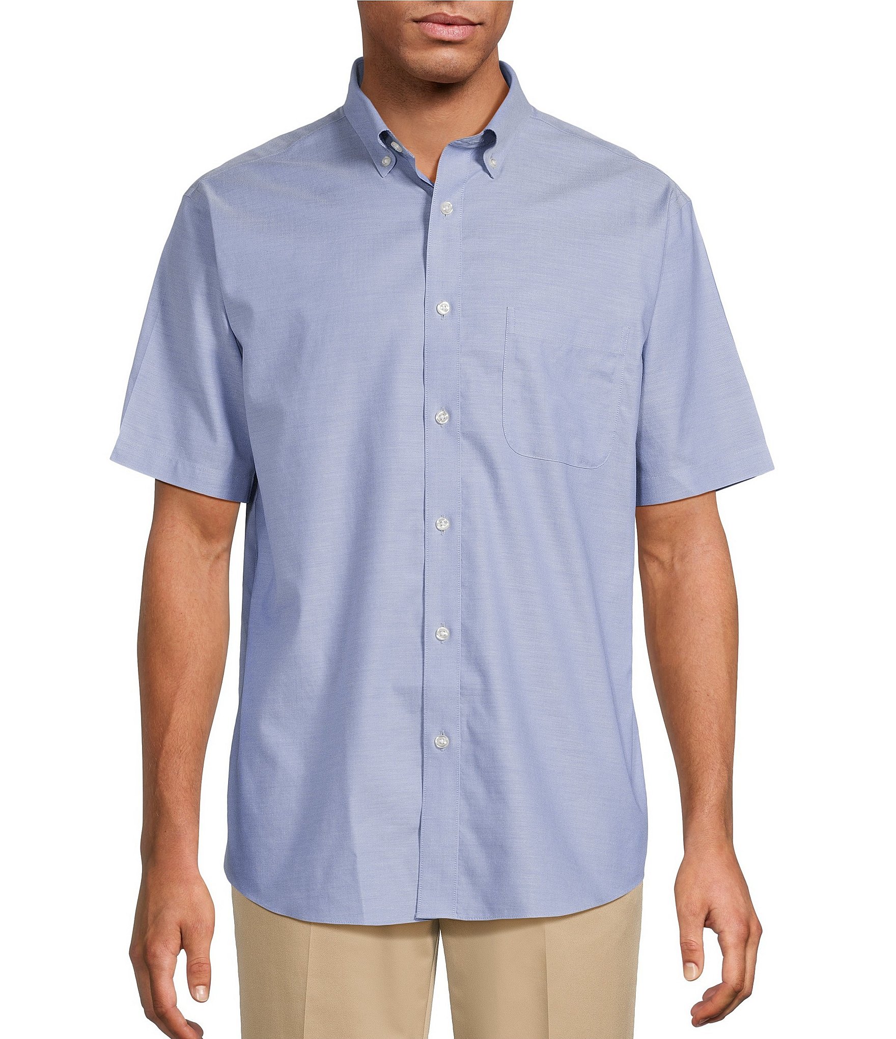 Roundtree & Yorke Gold Label Non-Iron Button Down Short Sleeve Solid Sport Shirt