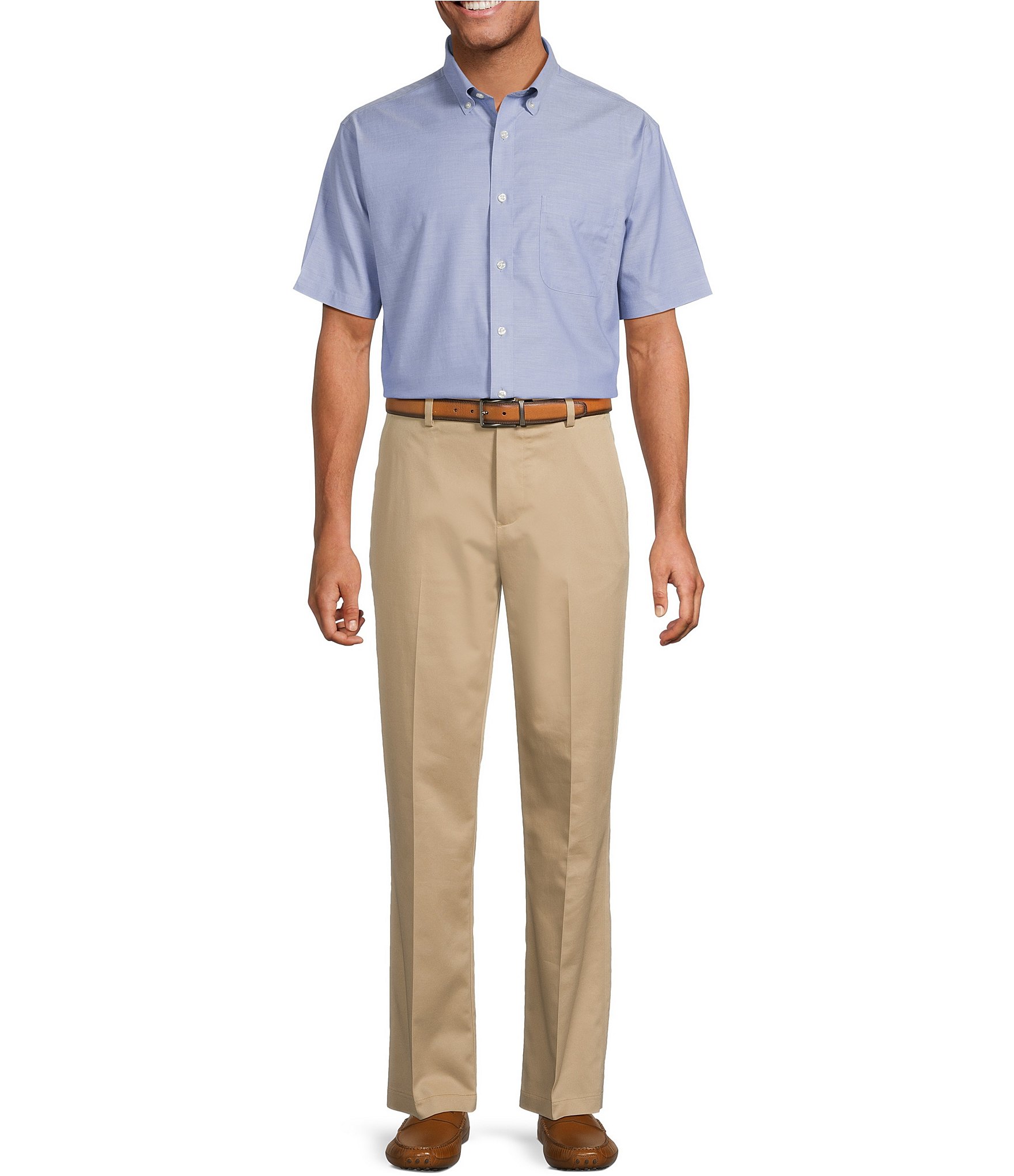 Roundtree & Yorke Gold Label Non-Iron Button Down Short Sleeve Solid Sport Shirt